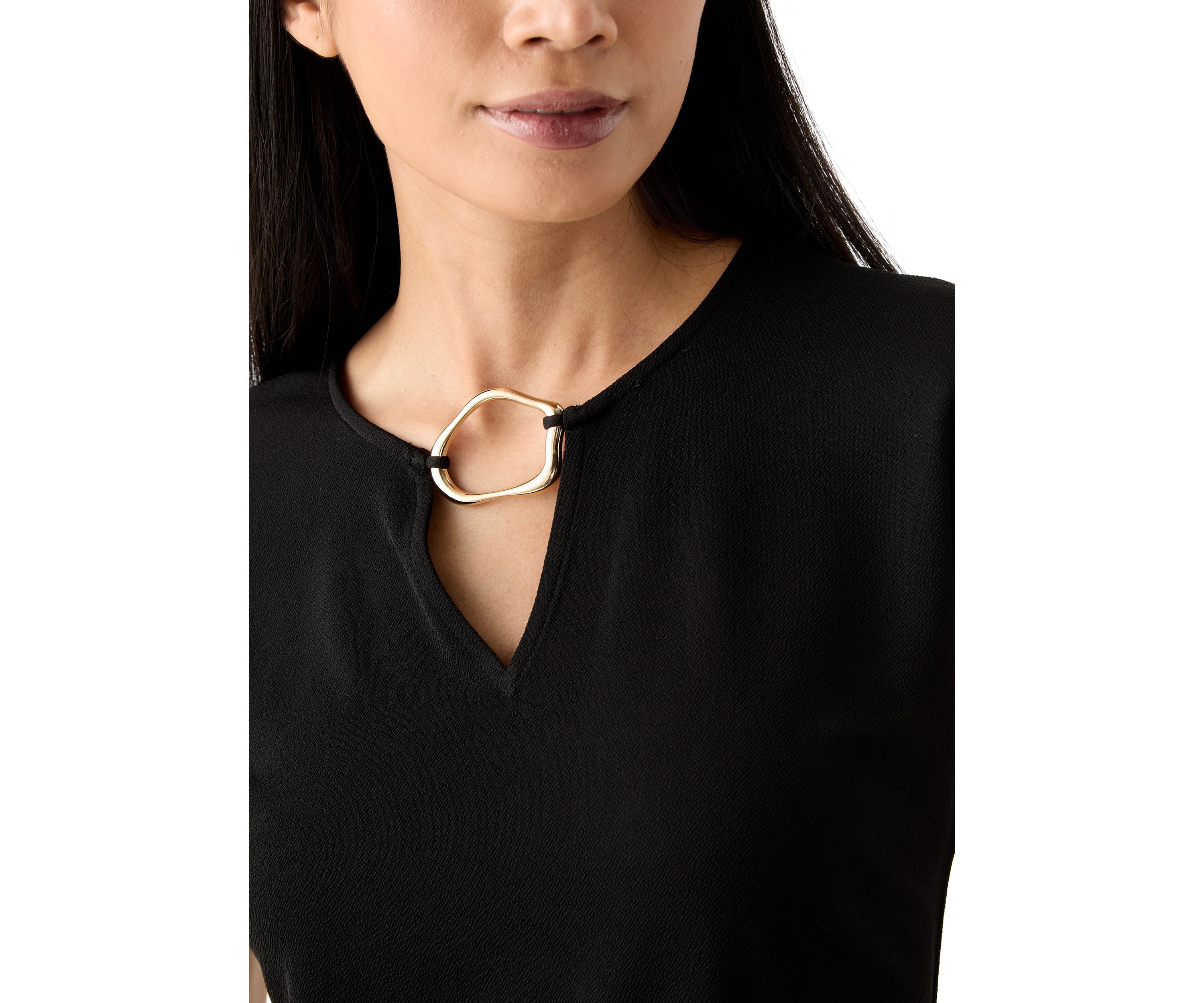 Petite Short Sleeve Keyhole Top