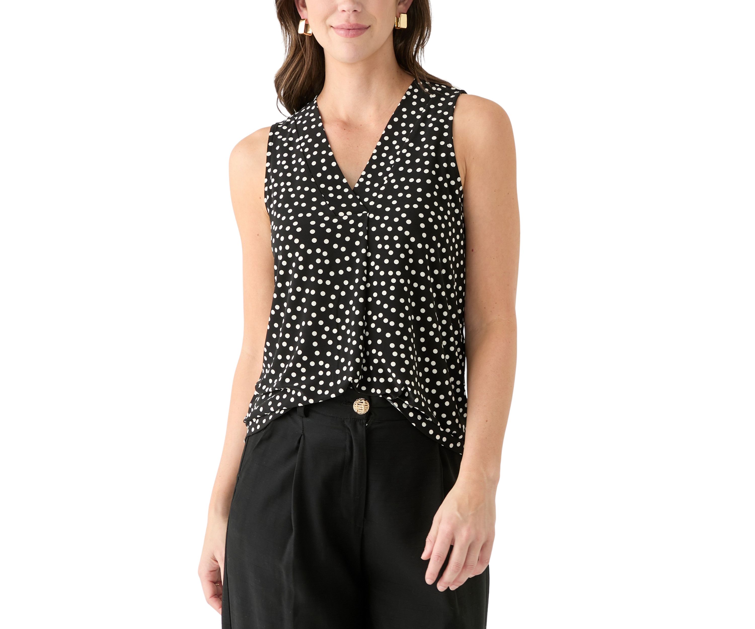 Womens Sleeveless Triple Pleat Top