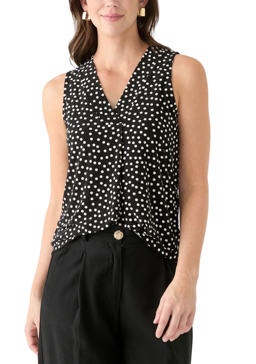 Womens Sleeveless Triple Pleat Top