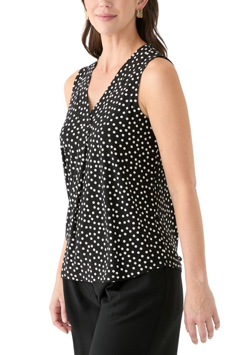 Womens Sleeveless Triple Pleat Top