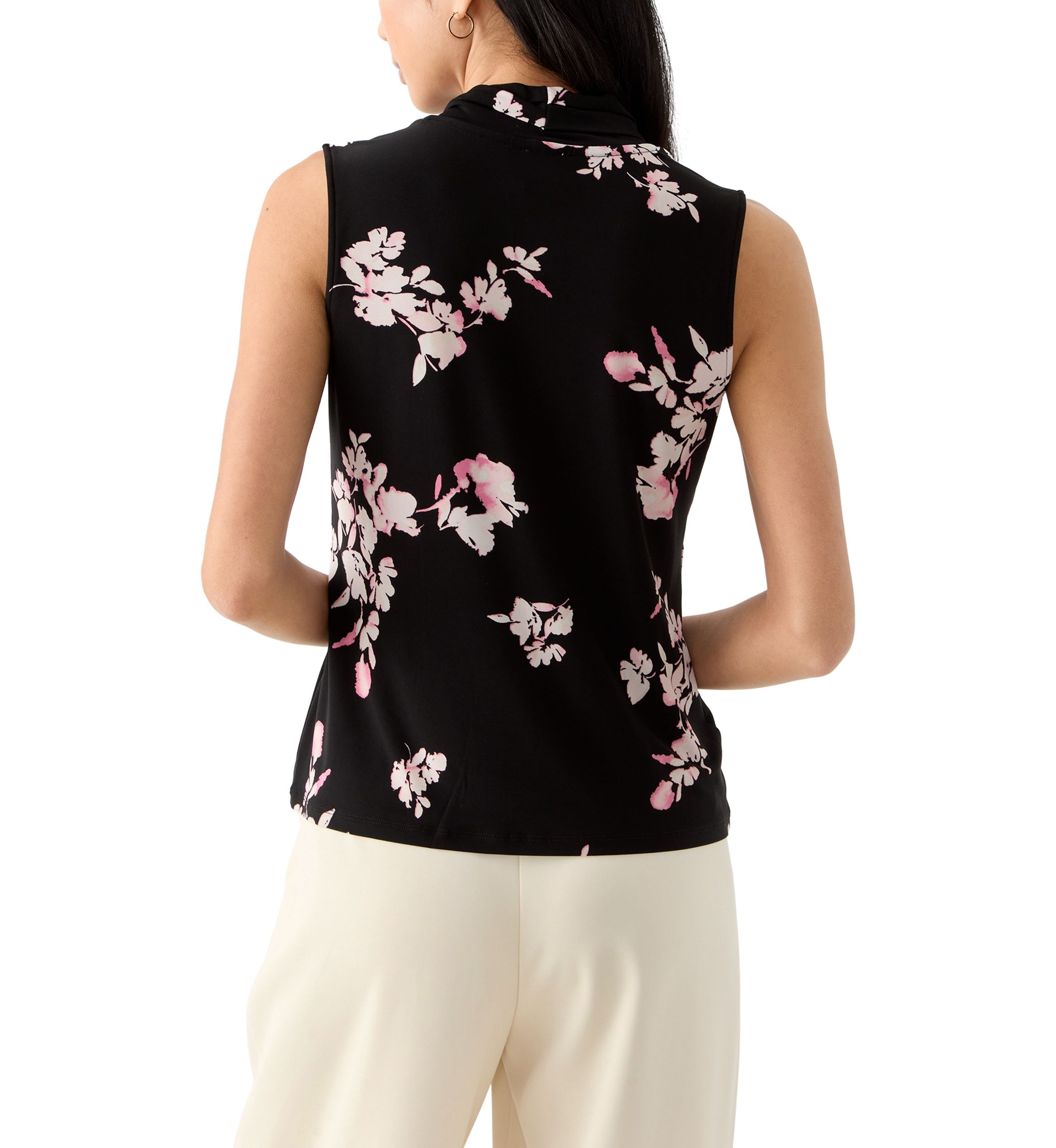 Petite Sleeveless Triple Pleat Top