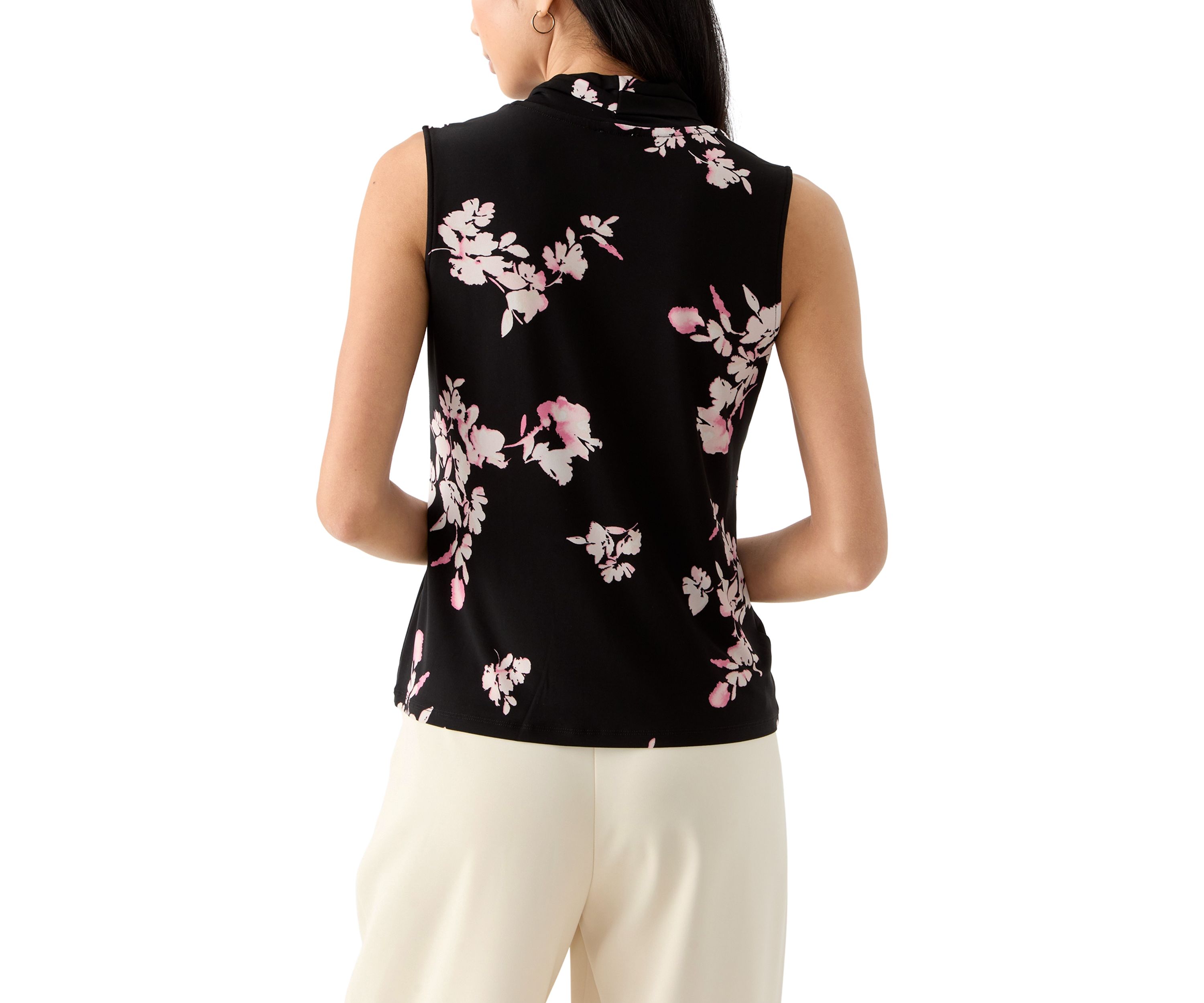 Petite Sleeveless Triple Pleat Top