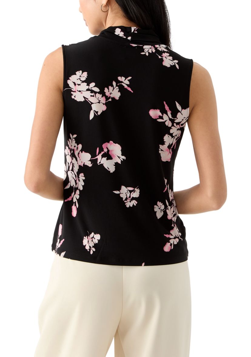 Petite Sleeveless Triple Pleat Top