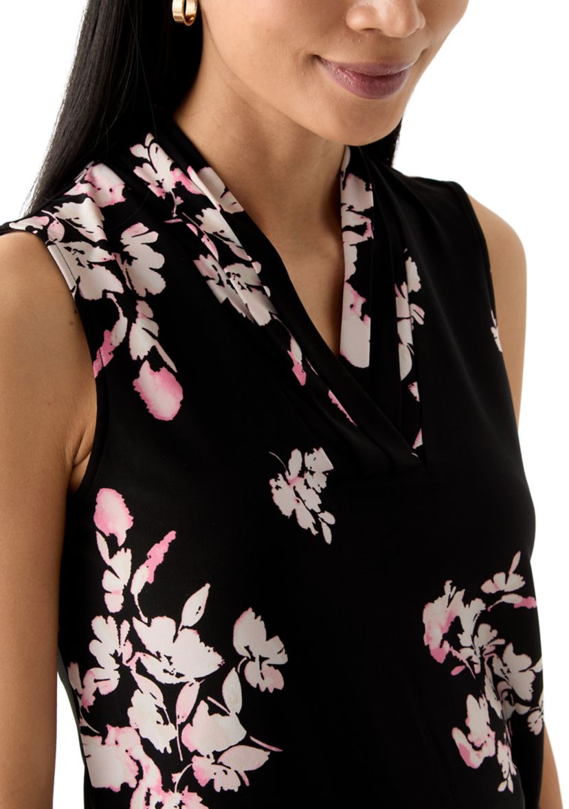 Petite Sleeveless Triple Pleat Top