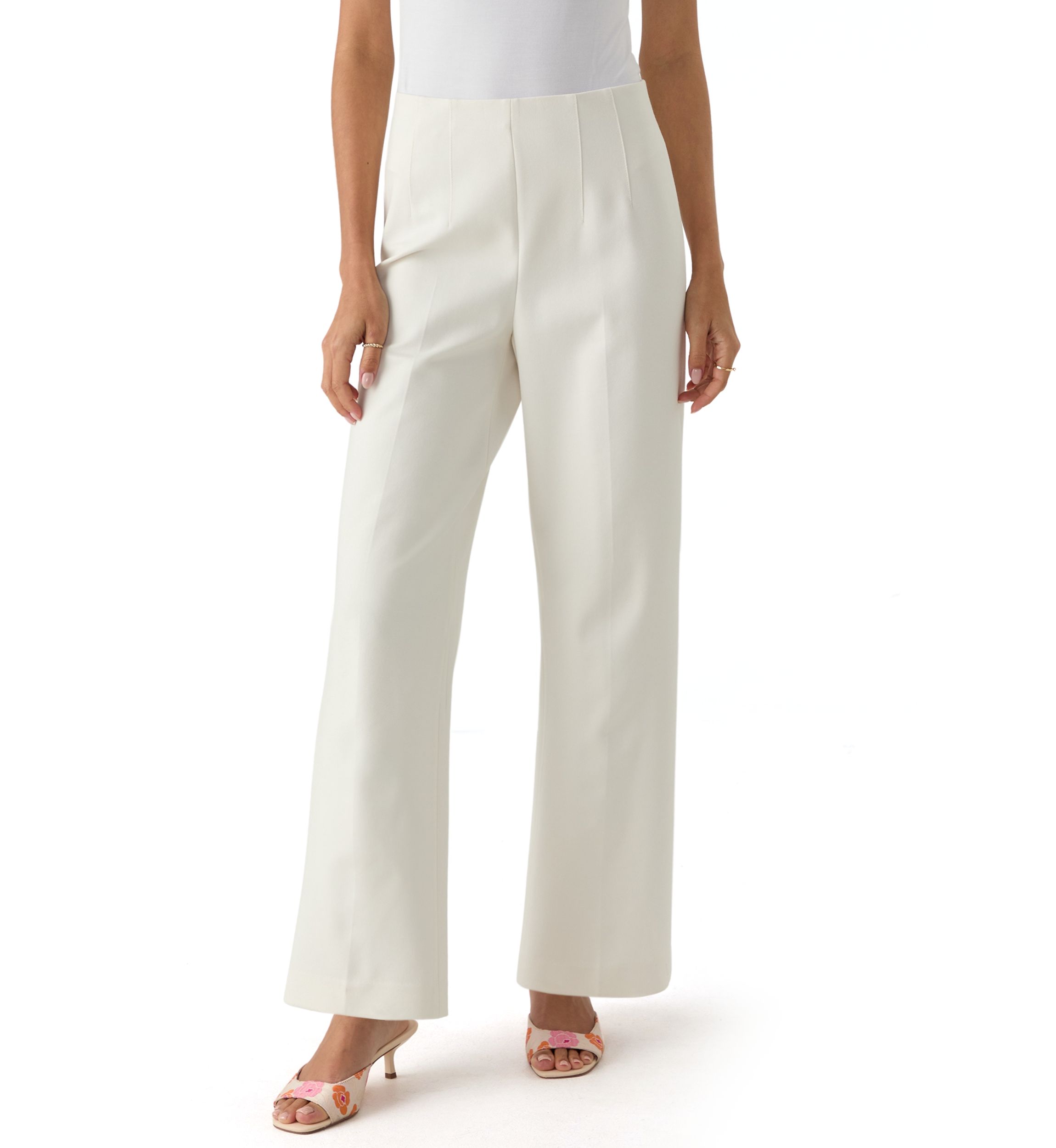 Petite High Rise Double Dart Wide Leg Trousers