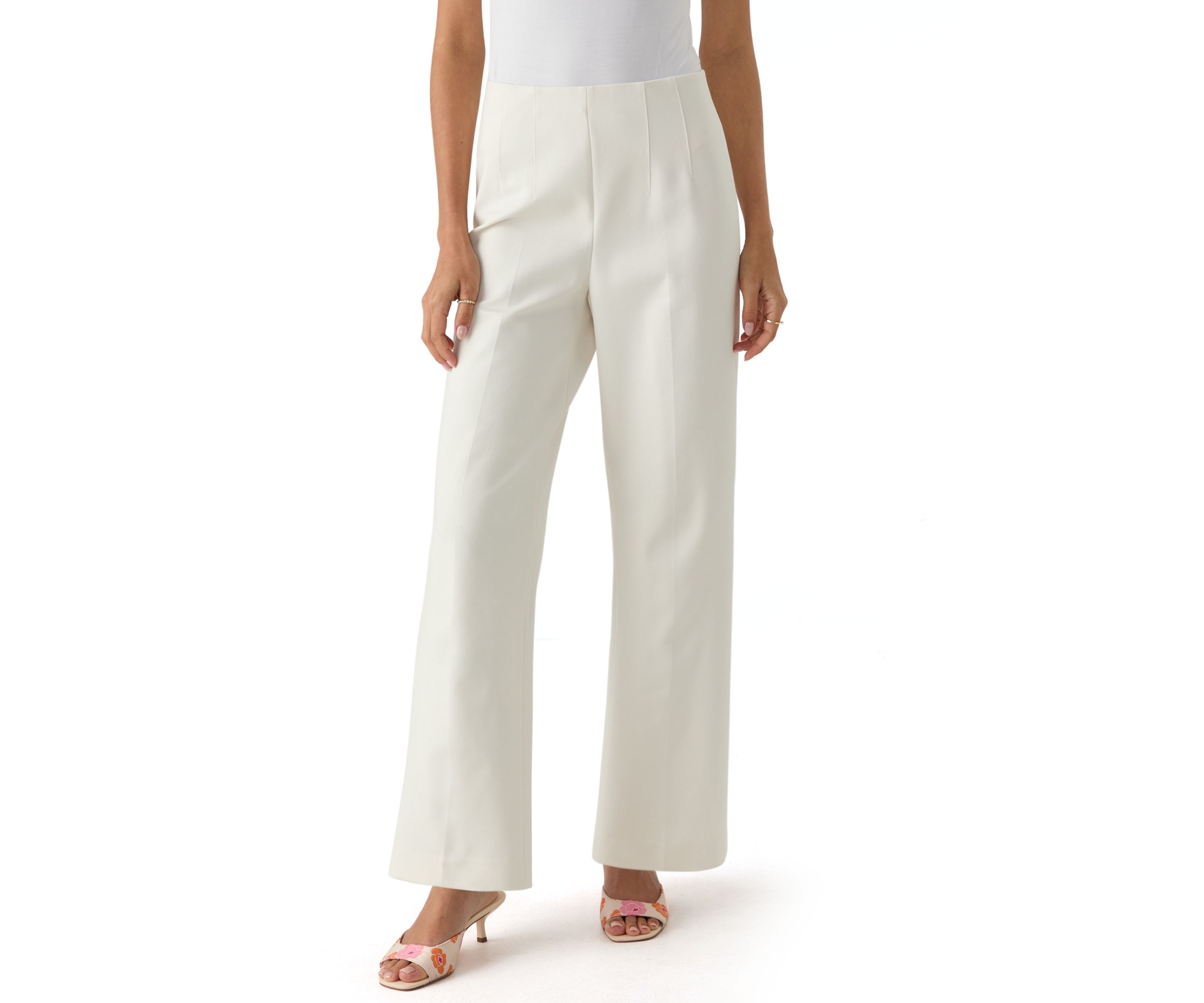 Petite High Rise Double Dart Wide Leg Trousers