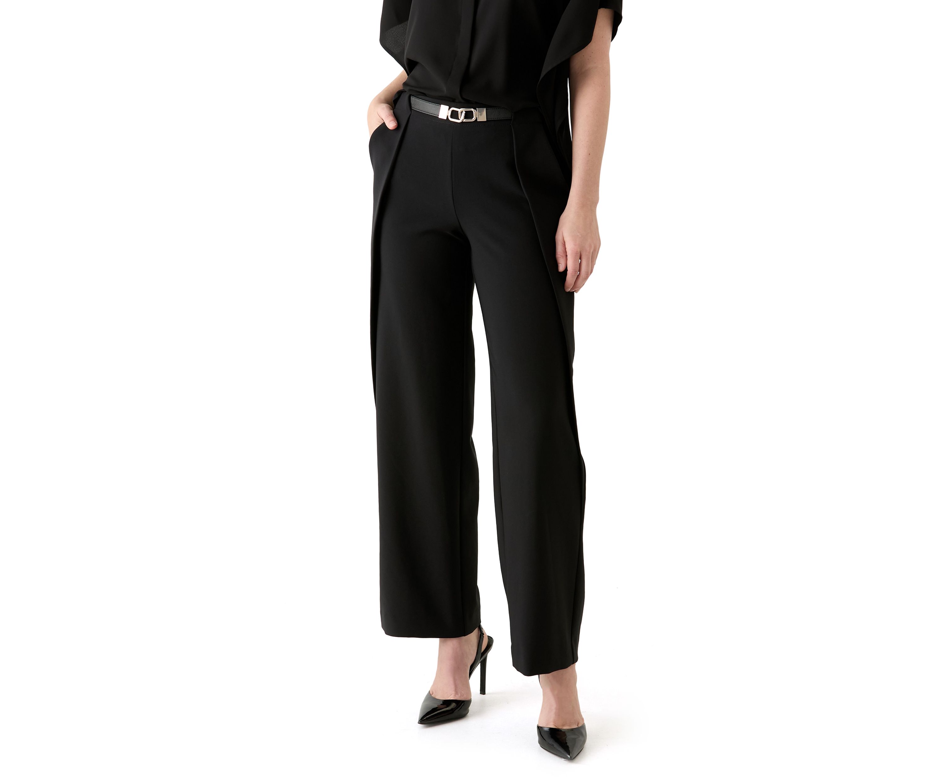 Womens Wide Leg Belted Pants