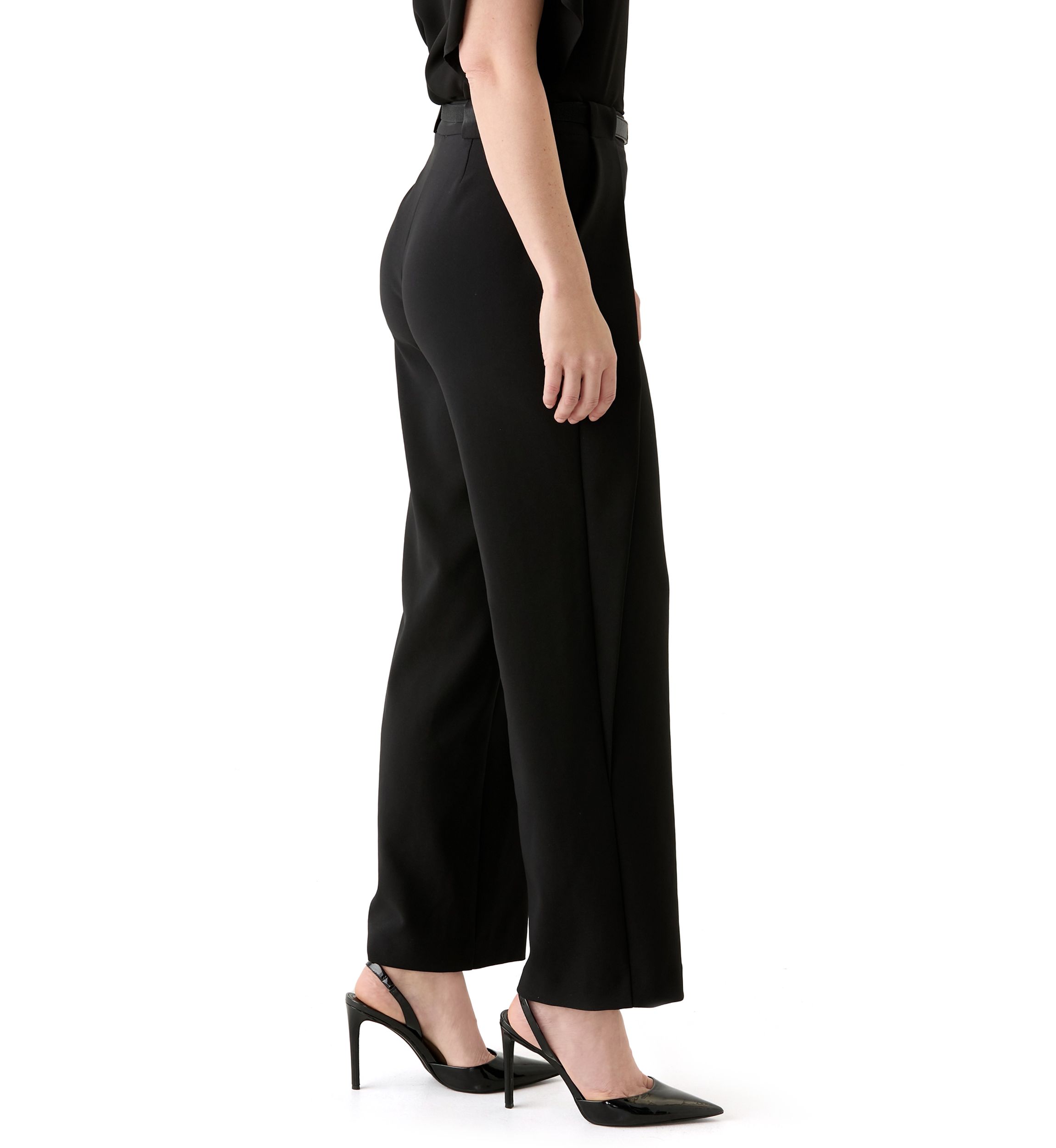 Womens Wide Leg Belted Pants