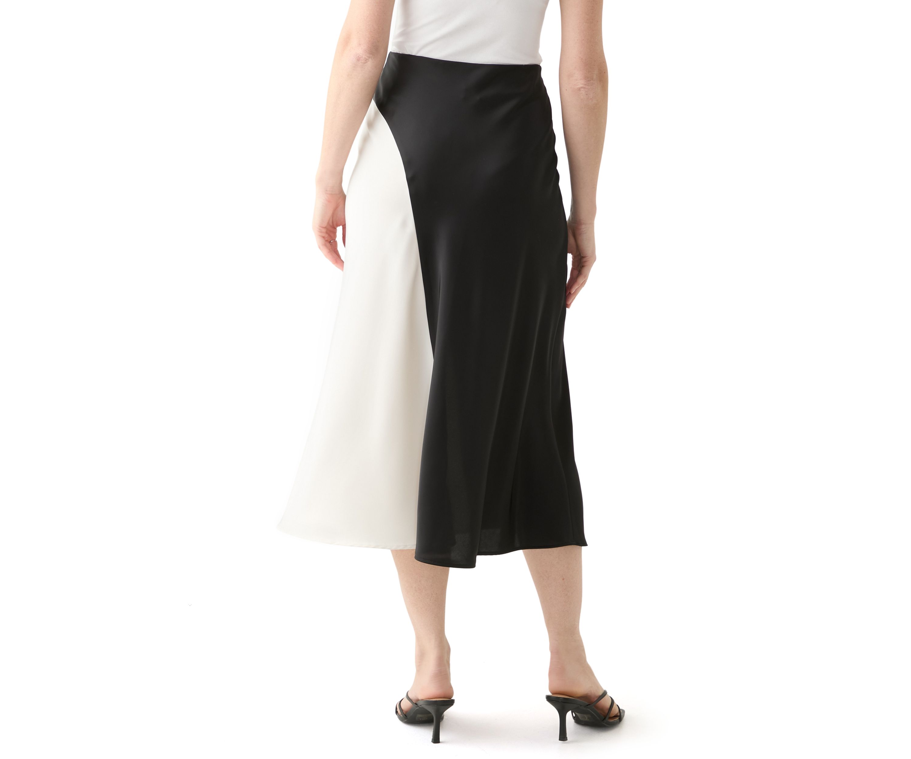 Womens Color Block Bias Midi Skirt