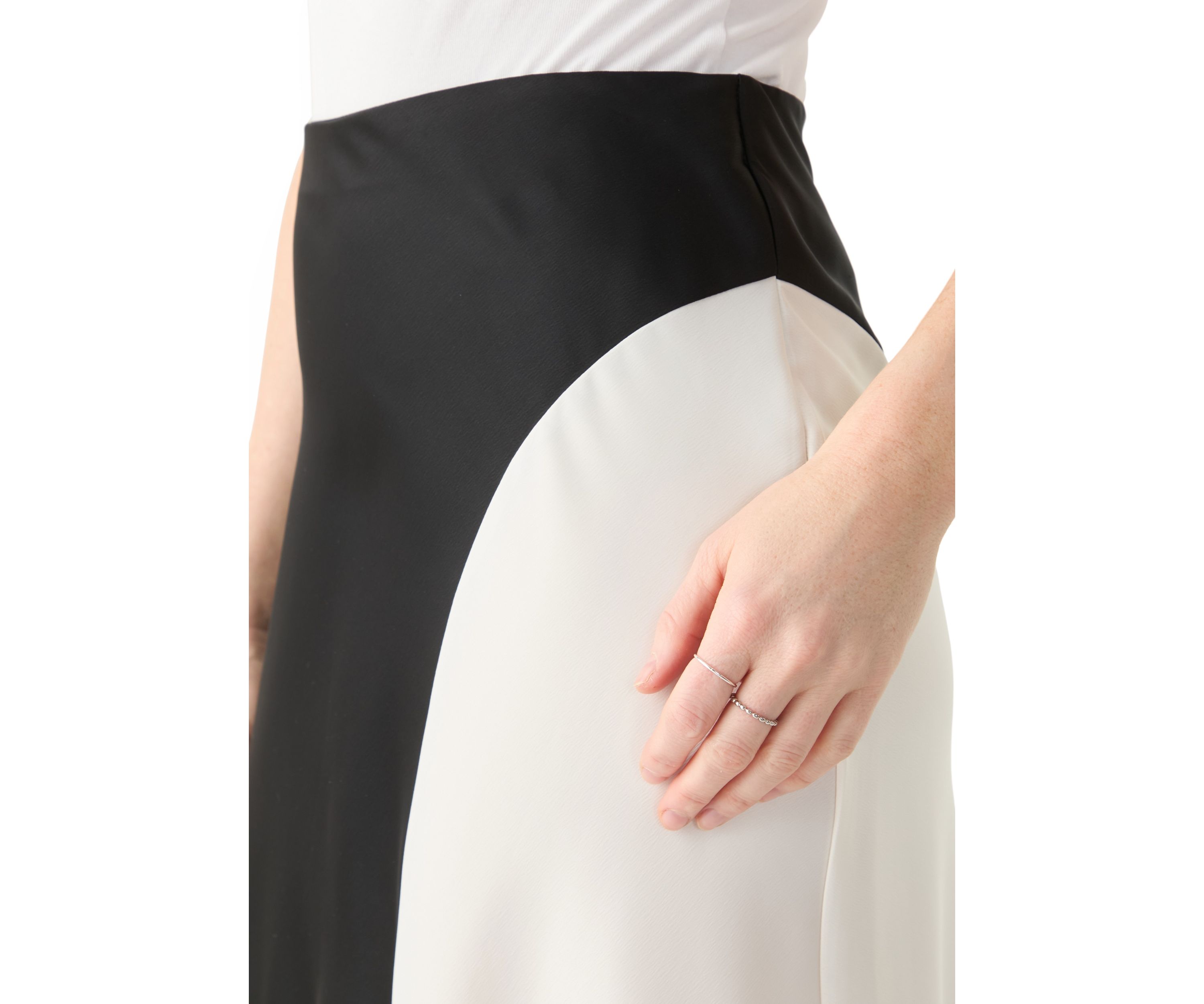 Womens Color Block Bias Midi Skirt