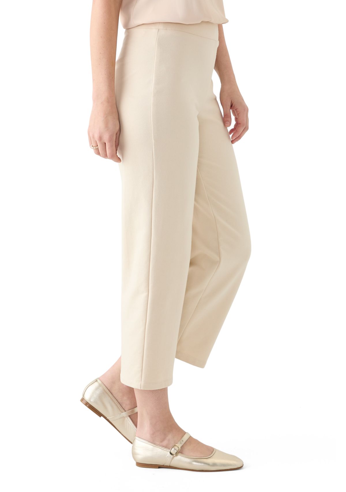Womens Wide Leg Cropped French Terry Pants
