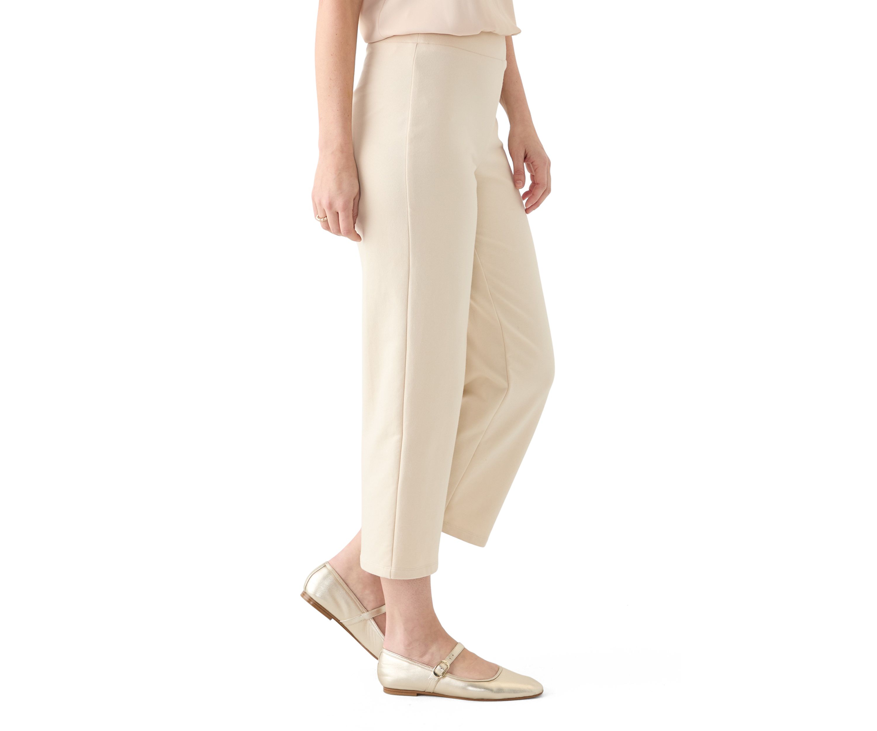 Womens Wide Leg Cropped French Terry Pants