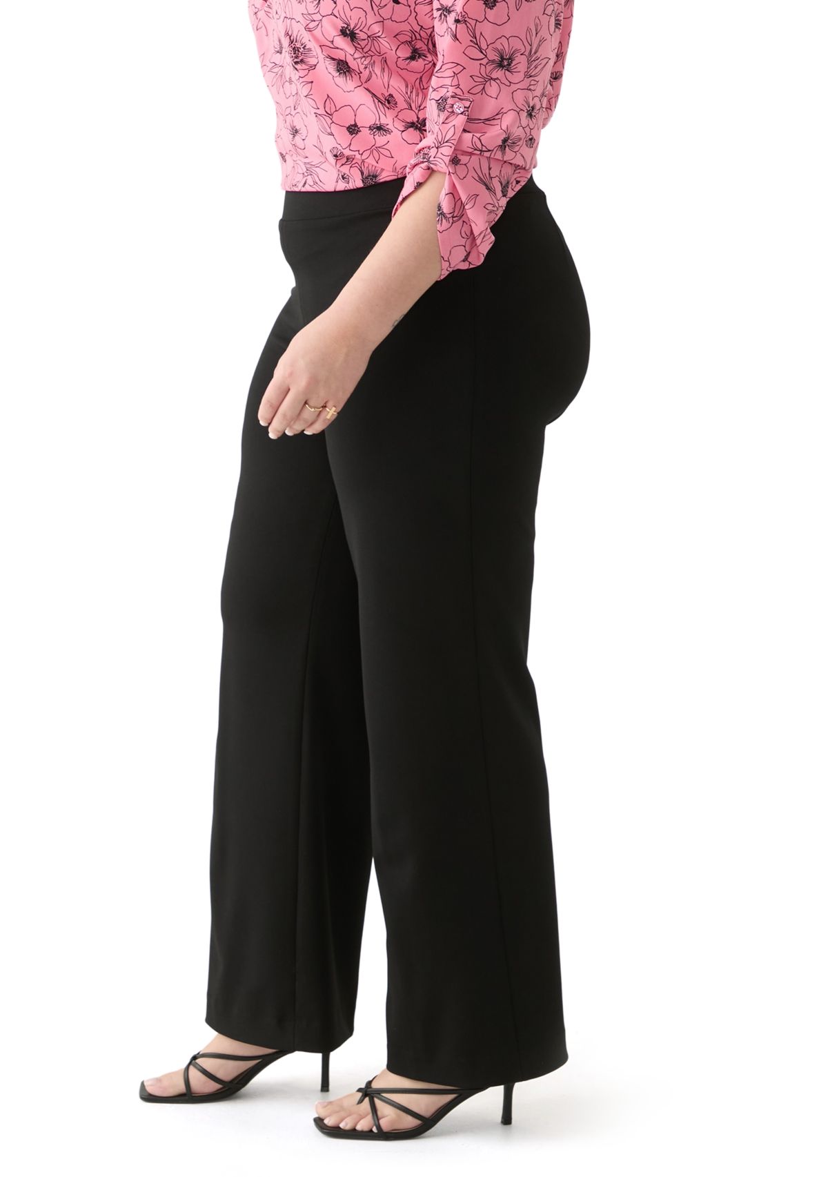 Plus Size Wide Leg Pull On Pants