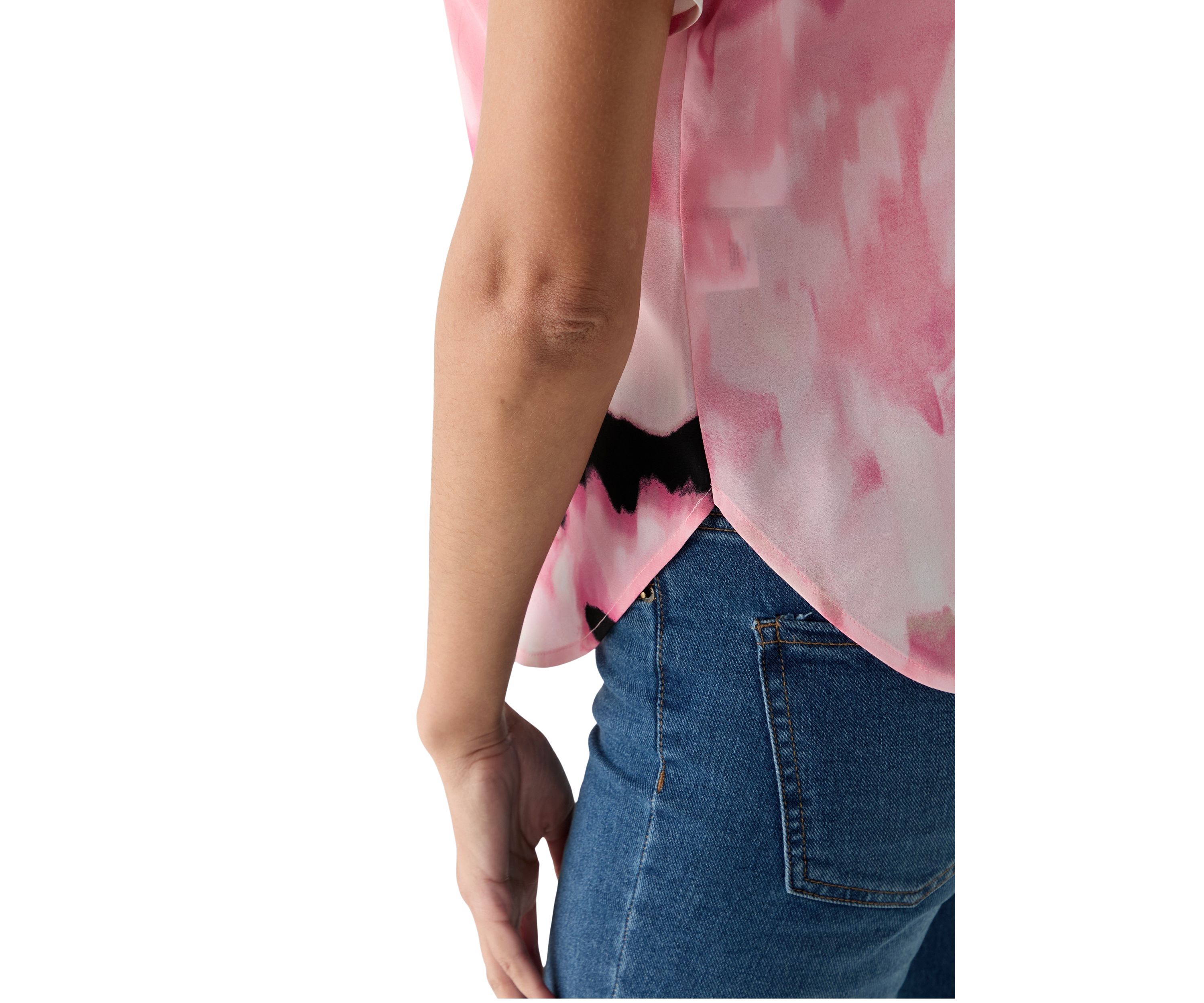 Womens Short Sleeve Boat Neck Printed Blouse