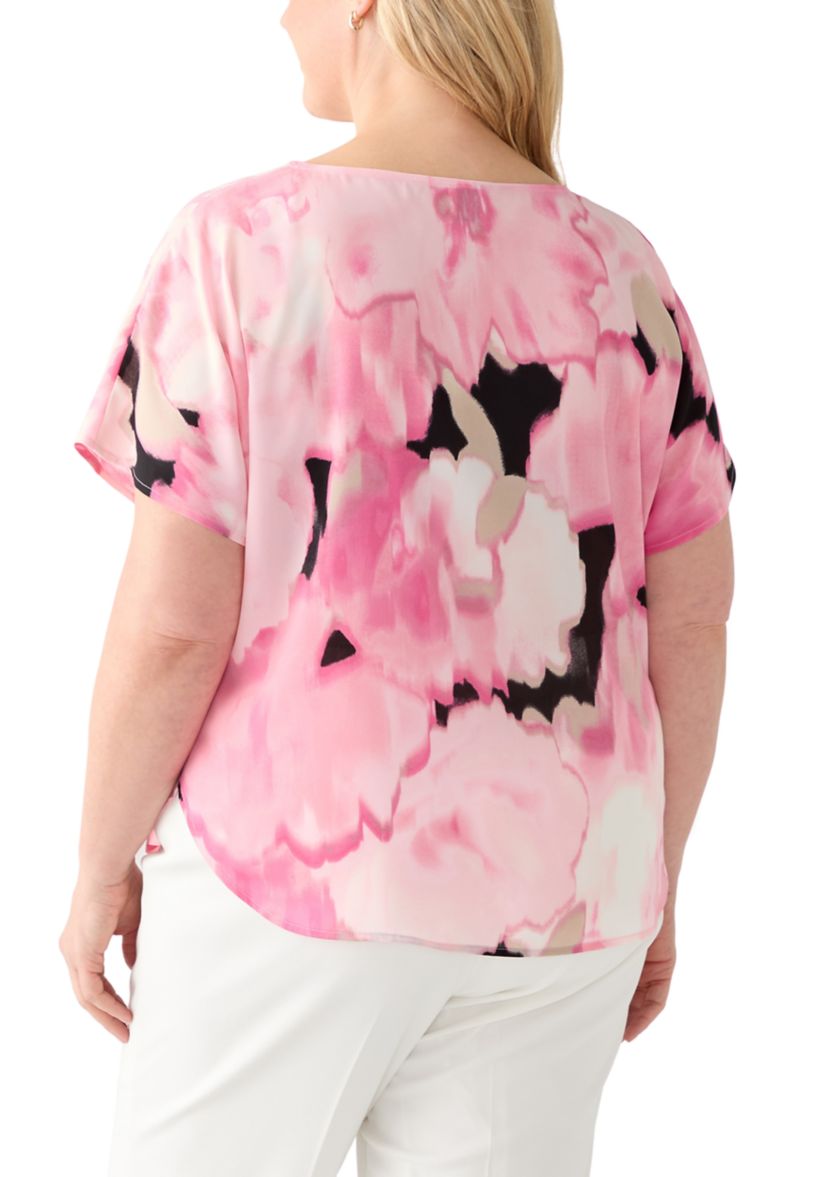 Plus Size Short Sleeve Boat Neck Blouse