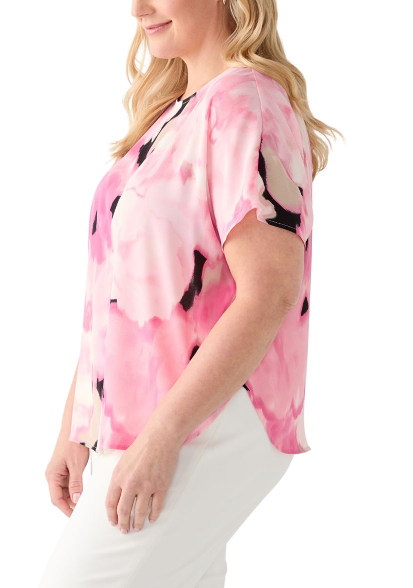 Plus Size Short Sleeve Boat Neck Blouse