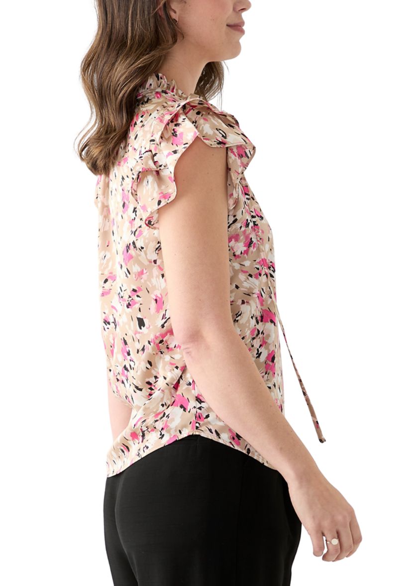 Womens Printed Ruffle Blouse