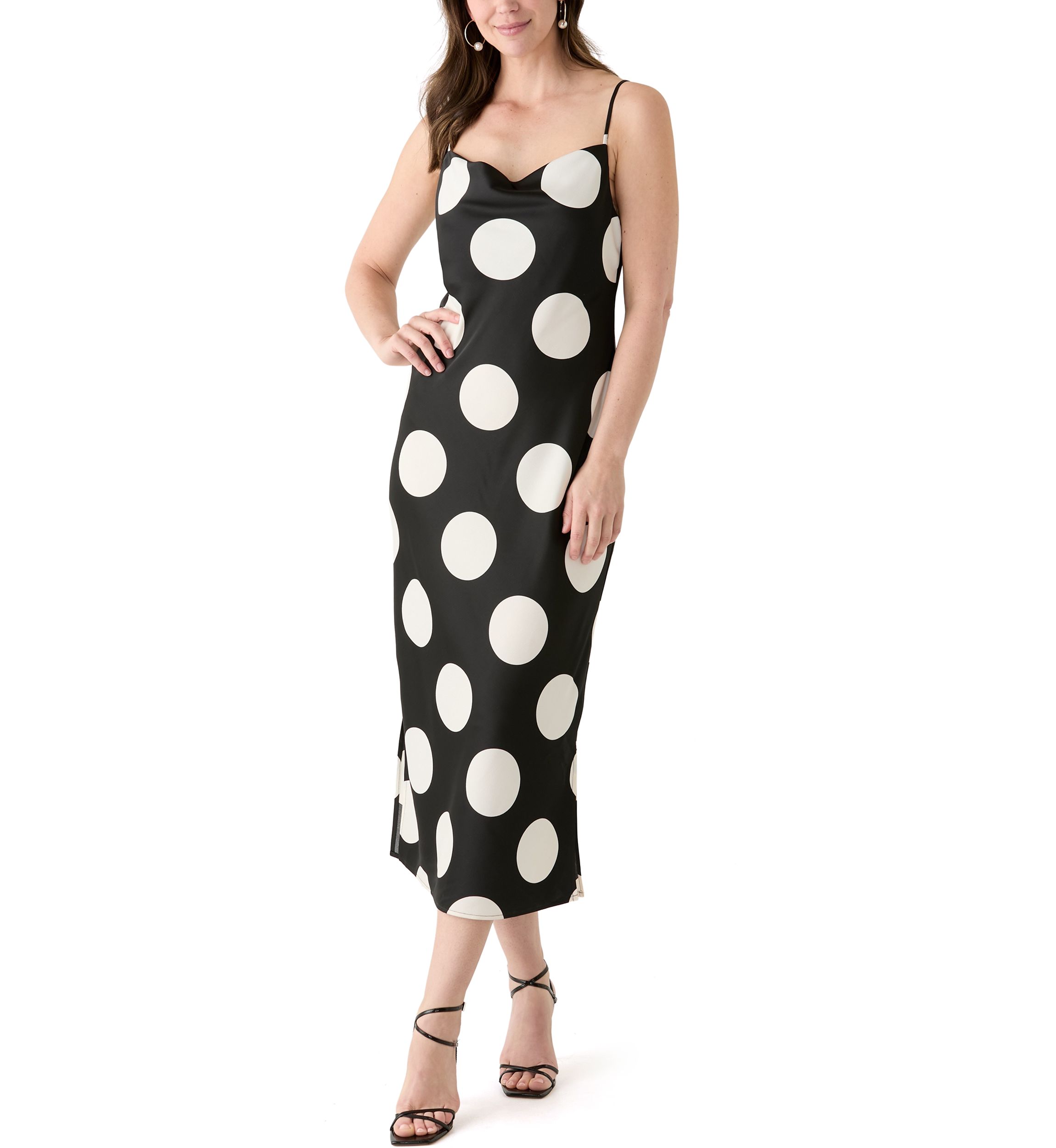 Womens Bias Cut Slip Midi Dress 