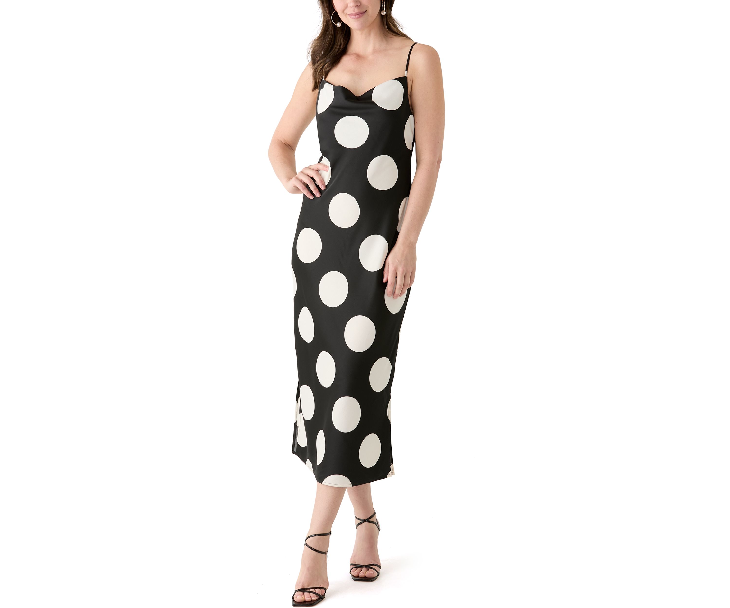 Womens Bias Cut Slip Midi Dress 