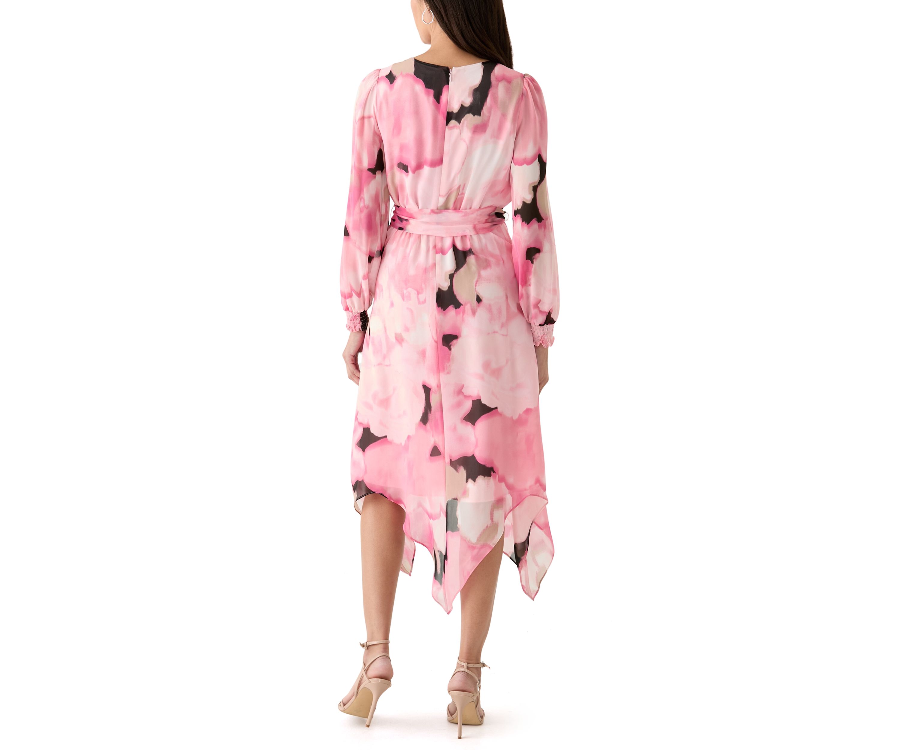Womens Long Sleeve Handkerchief Hem Dress 