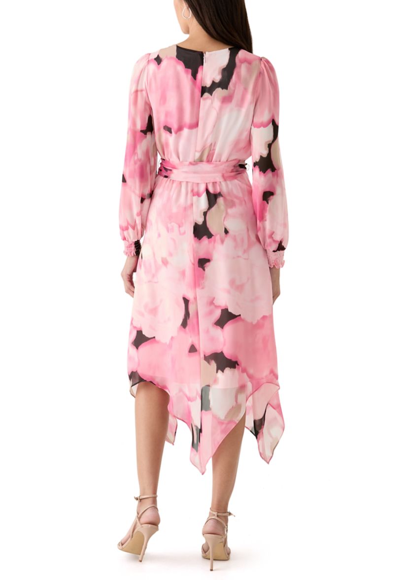 Womens Long Sleeve Handkerchief Hem Dress 