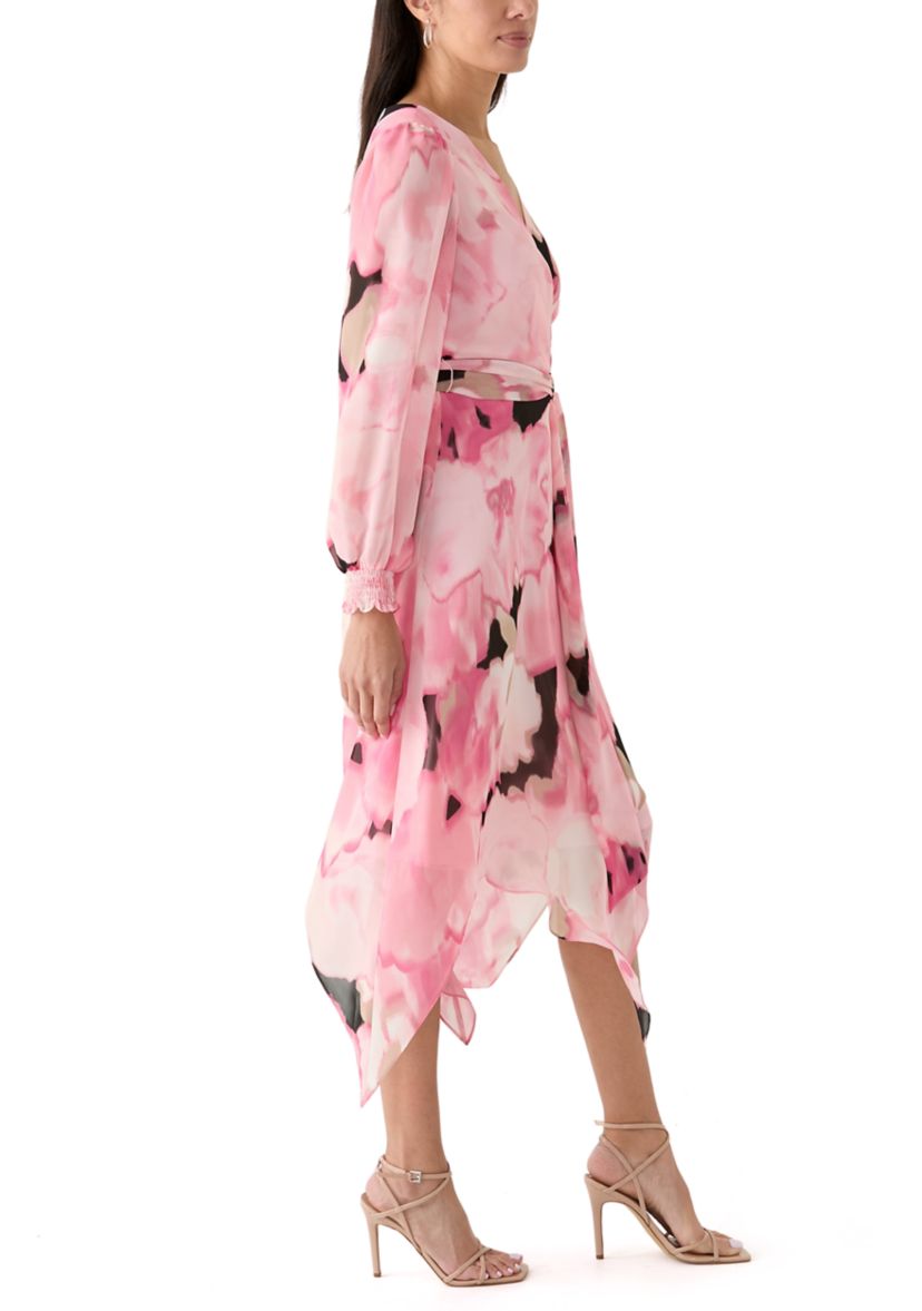 Womens Long Sleeve Handkerchief Hem Dress 