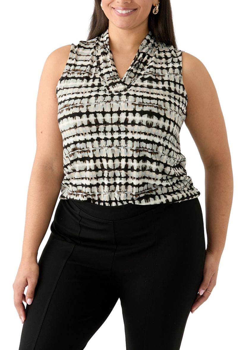 Plus Size Sleeveless Triple Pleat Top