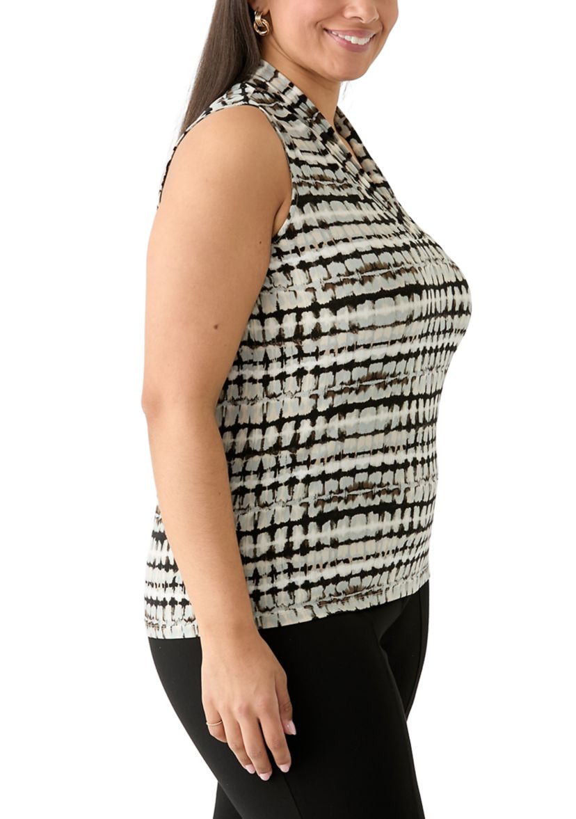 Plus Size Sleeveless Triple Pleat Top