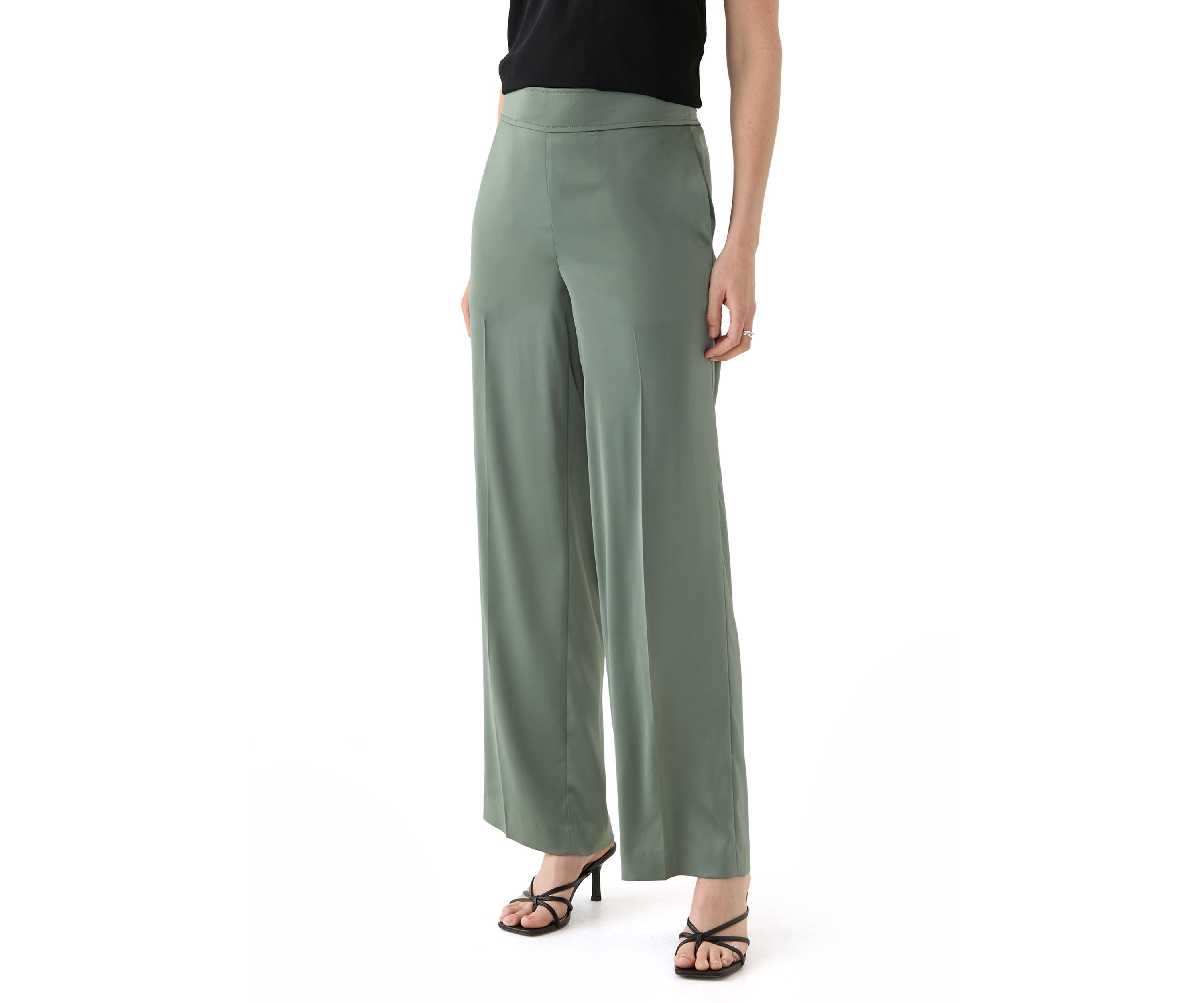 Womens Pull On High Rise Satin Pants
