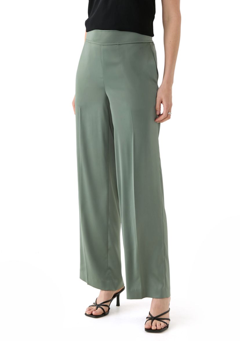 Womens Pull On High Rise Satin Pants
