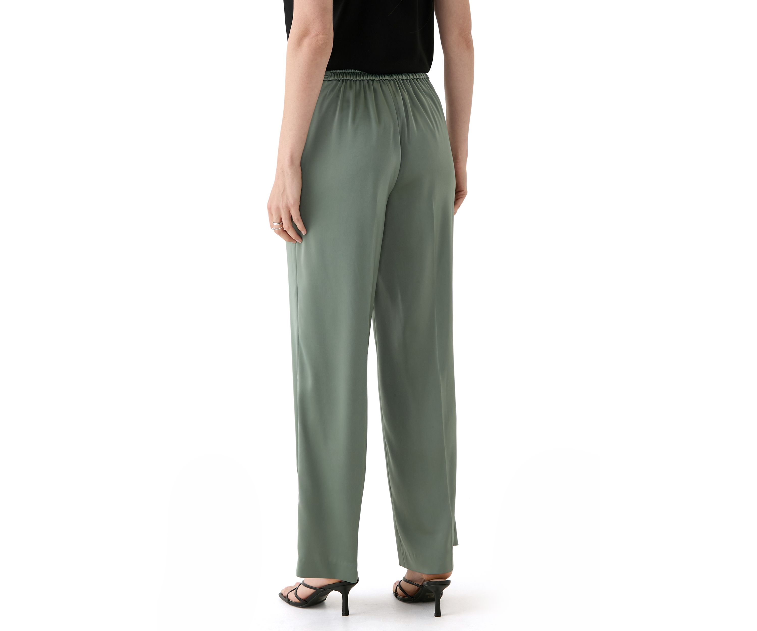 Womens Pull On High Rise Satin Pants