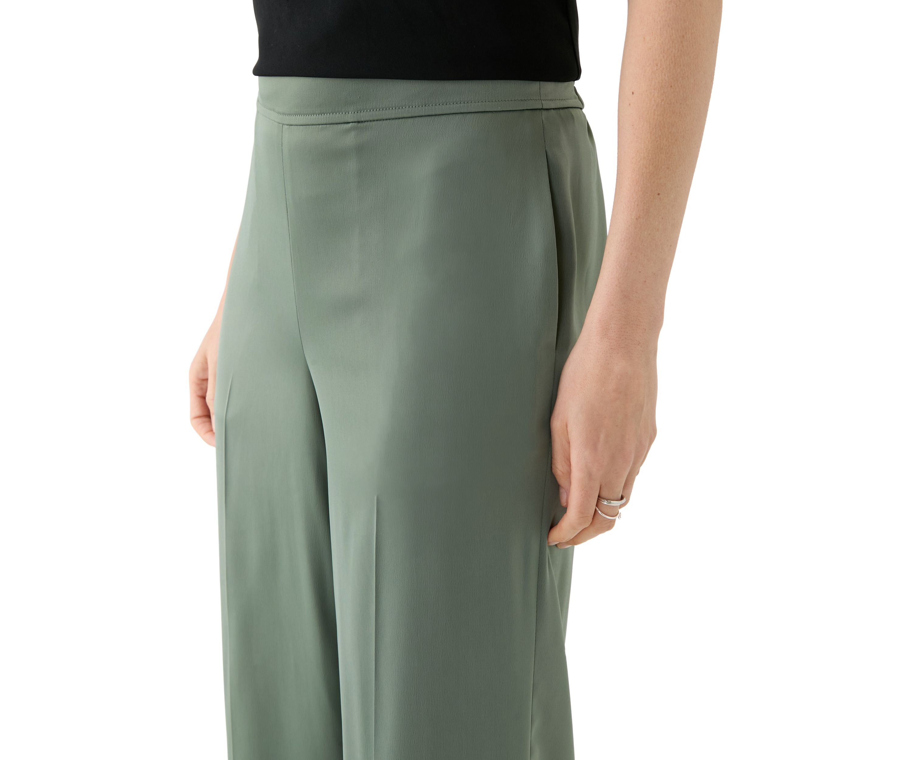 Womens Pull On High Rise Satin Pants