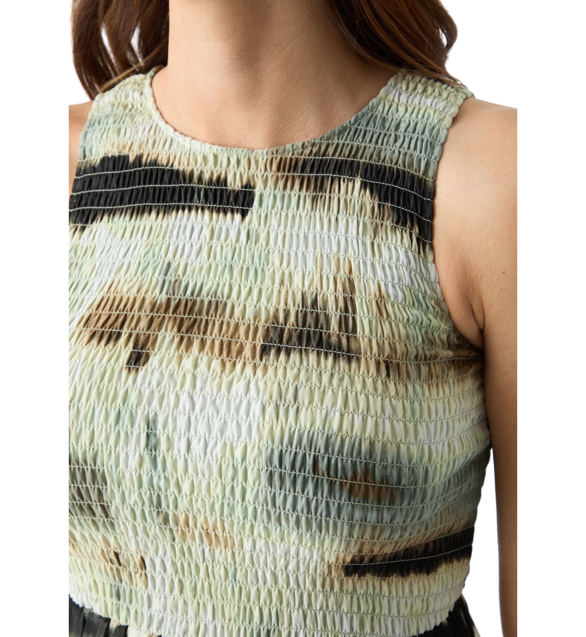 Womens Sleeveless Printed Tiered Maxi Dress