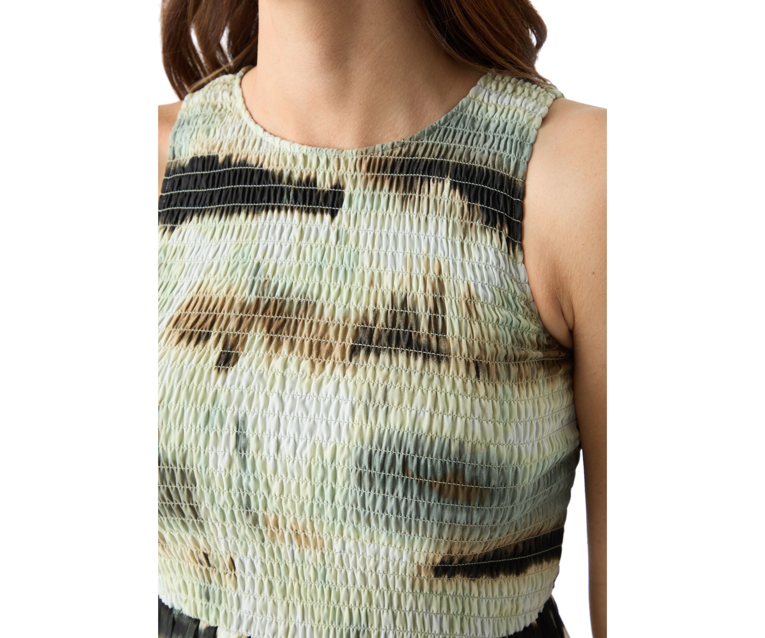 Womens Sleeveless Printed Tiered Maxi Dress
