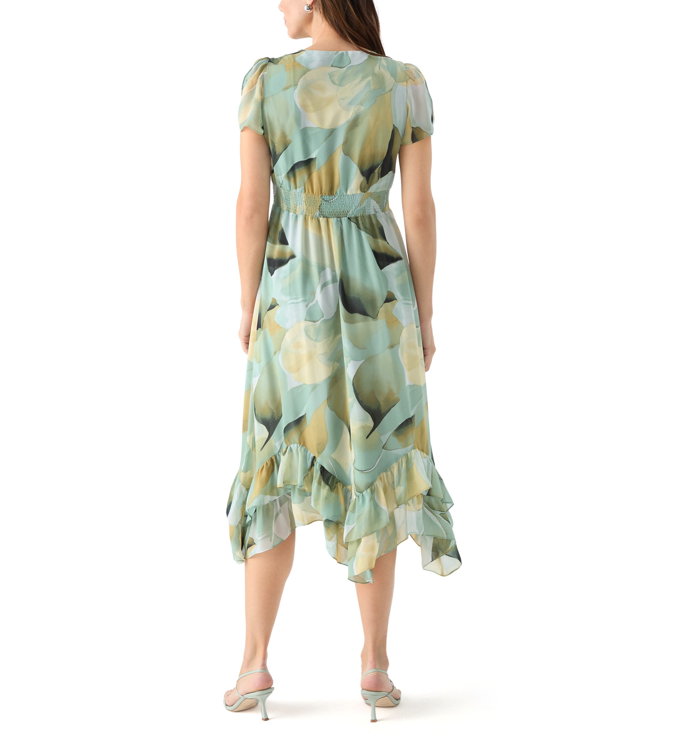 Womens Asymmetrical Hem Printed Dress 