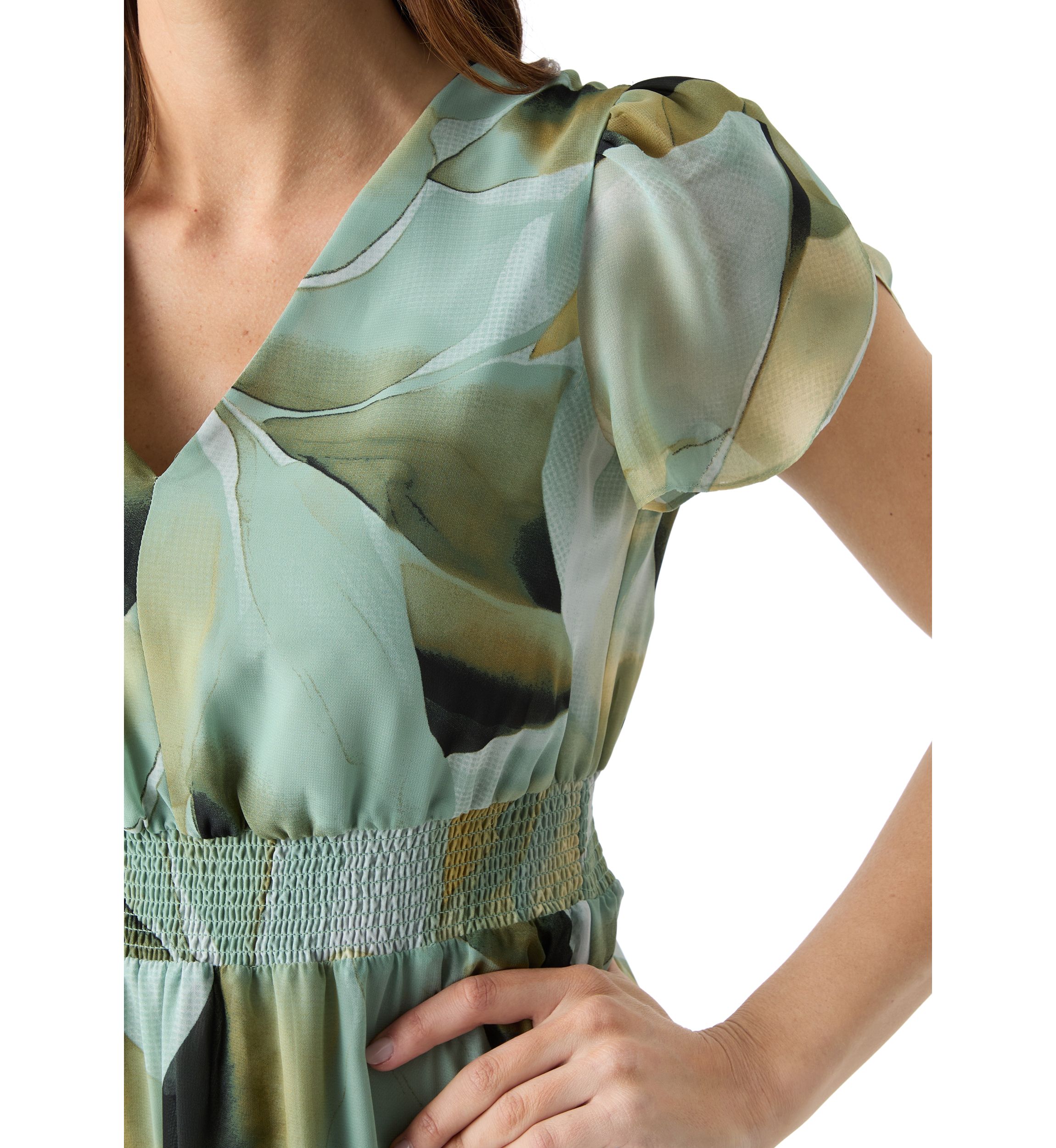 Womens Asymmetrical Hem Printed Dress 