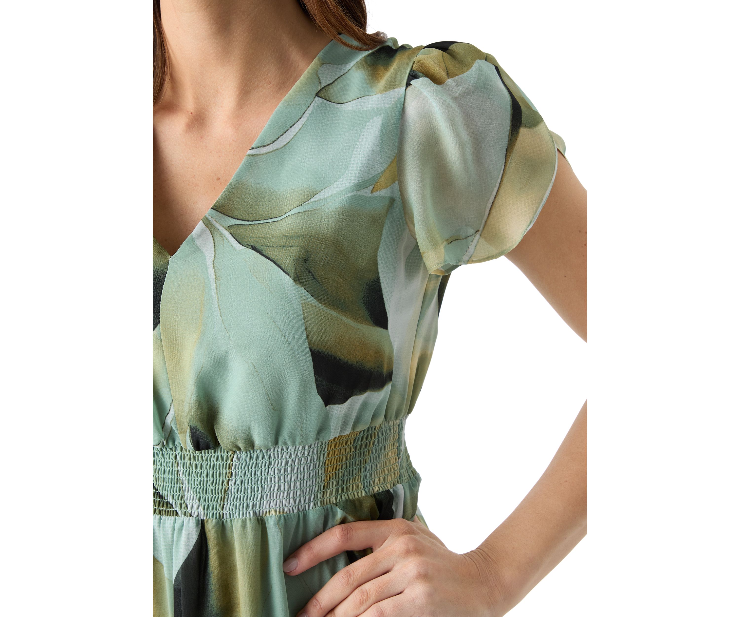Womens Asymmetrical Hem Printed Dress 