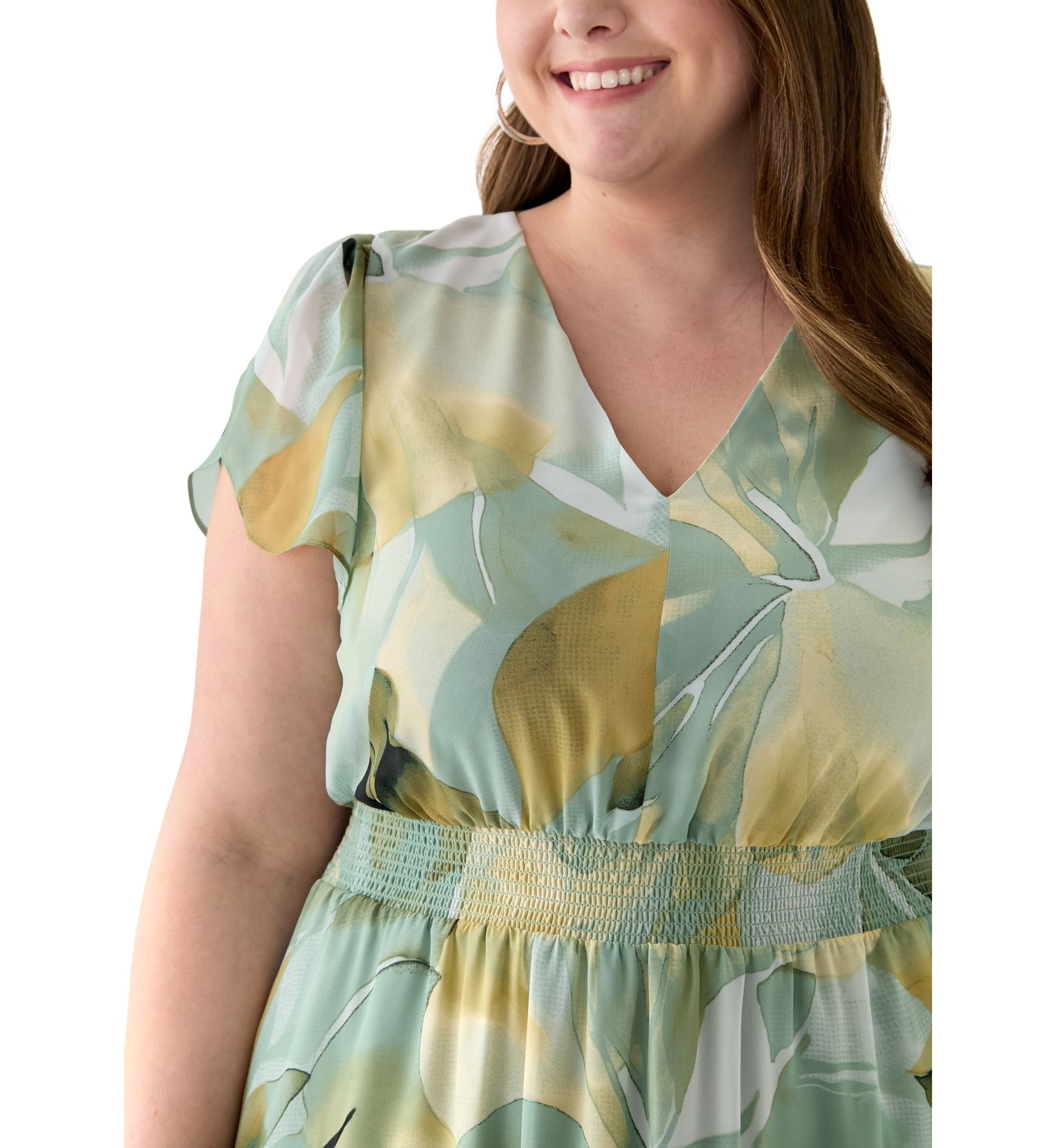 Plus Size Asymmetrical Hem Tea Length Dress