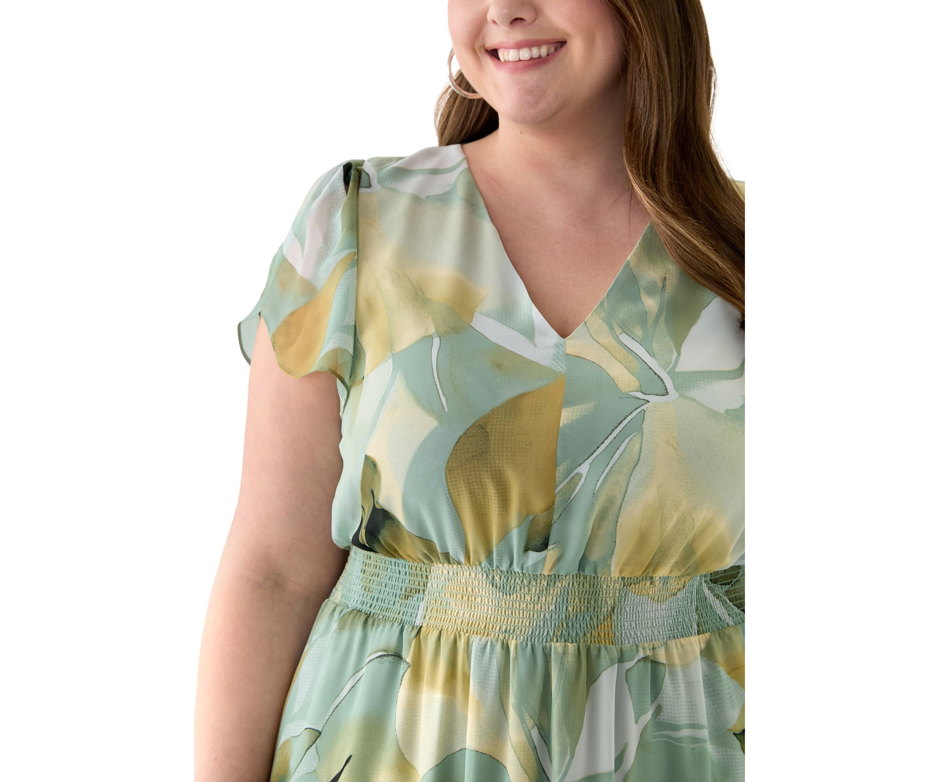 Plus Size Asymmetrical Hem Tea Length Dress
