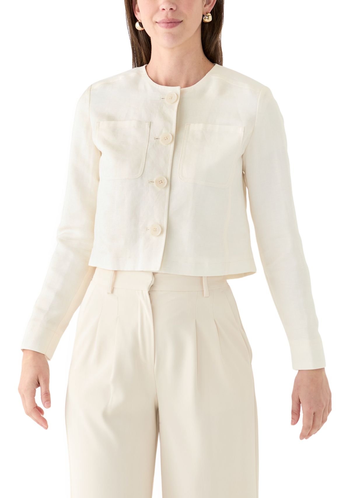 Womens Long Sleeve Linen Jacket 