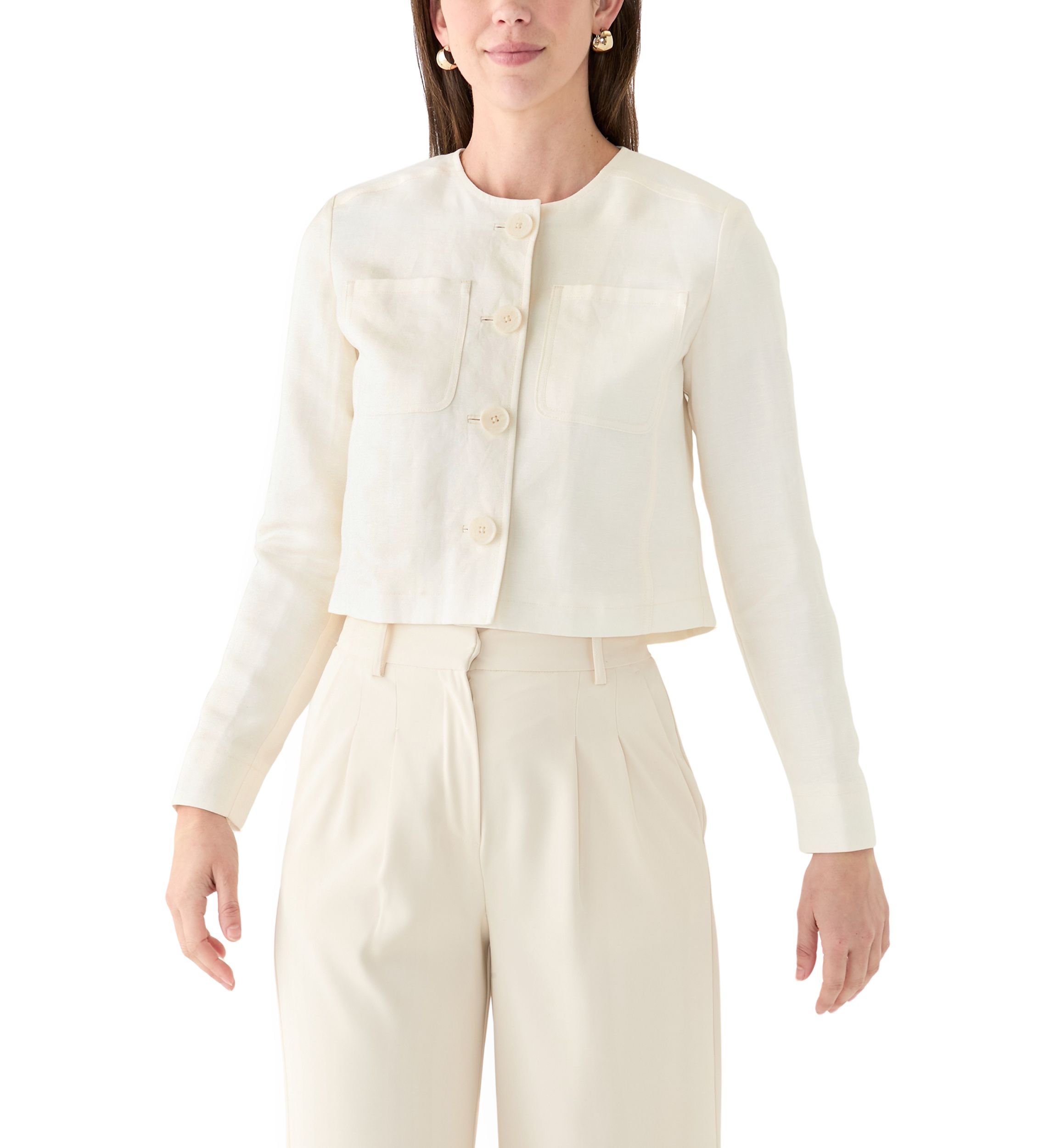 Womens Long Sleeve Linen Jacket 