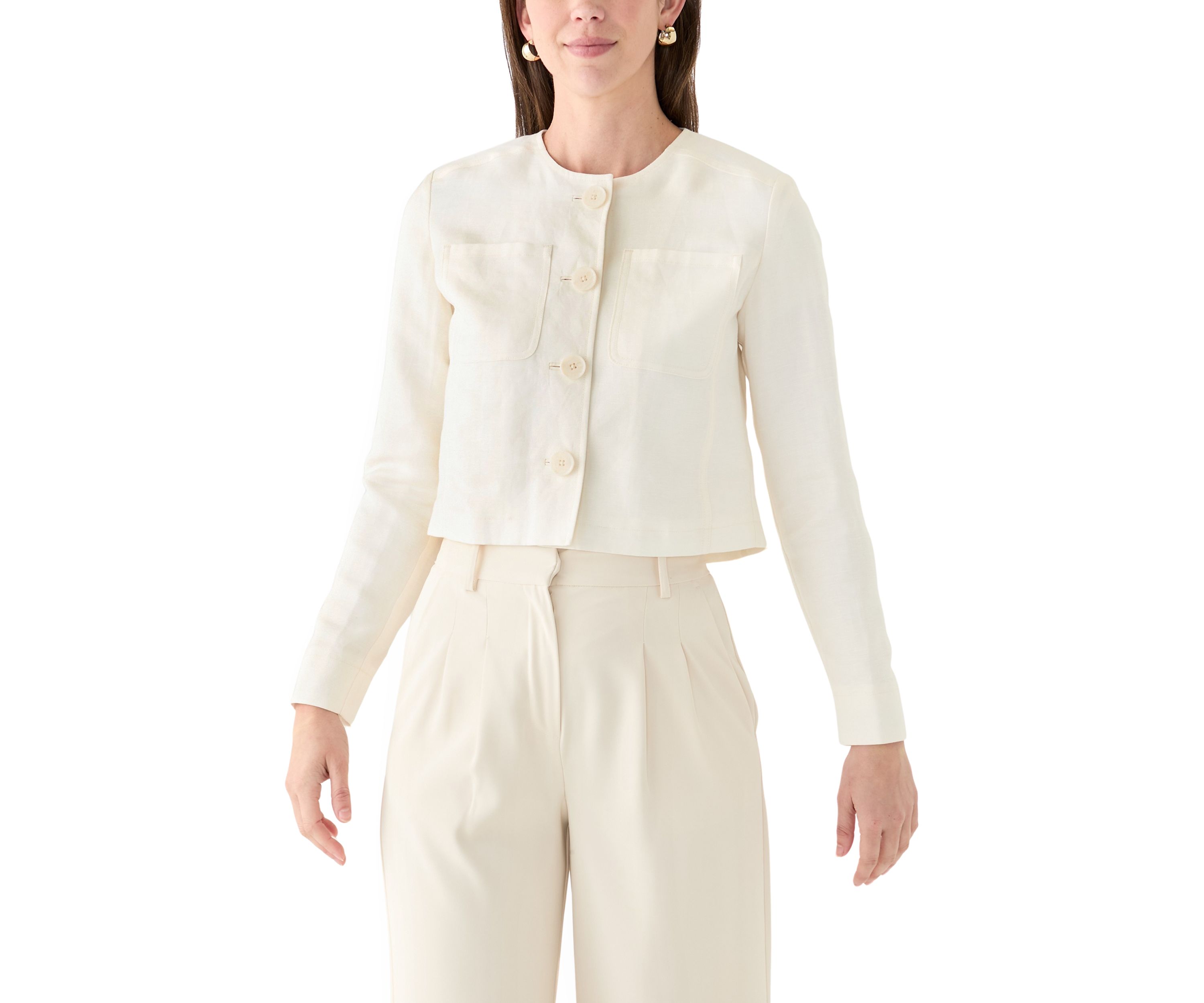 Womens Long Sleeve Linen Jacket 