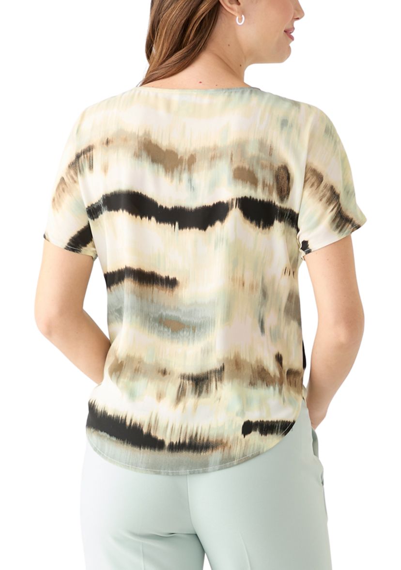 Womens Printed Boat Neck Blouse