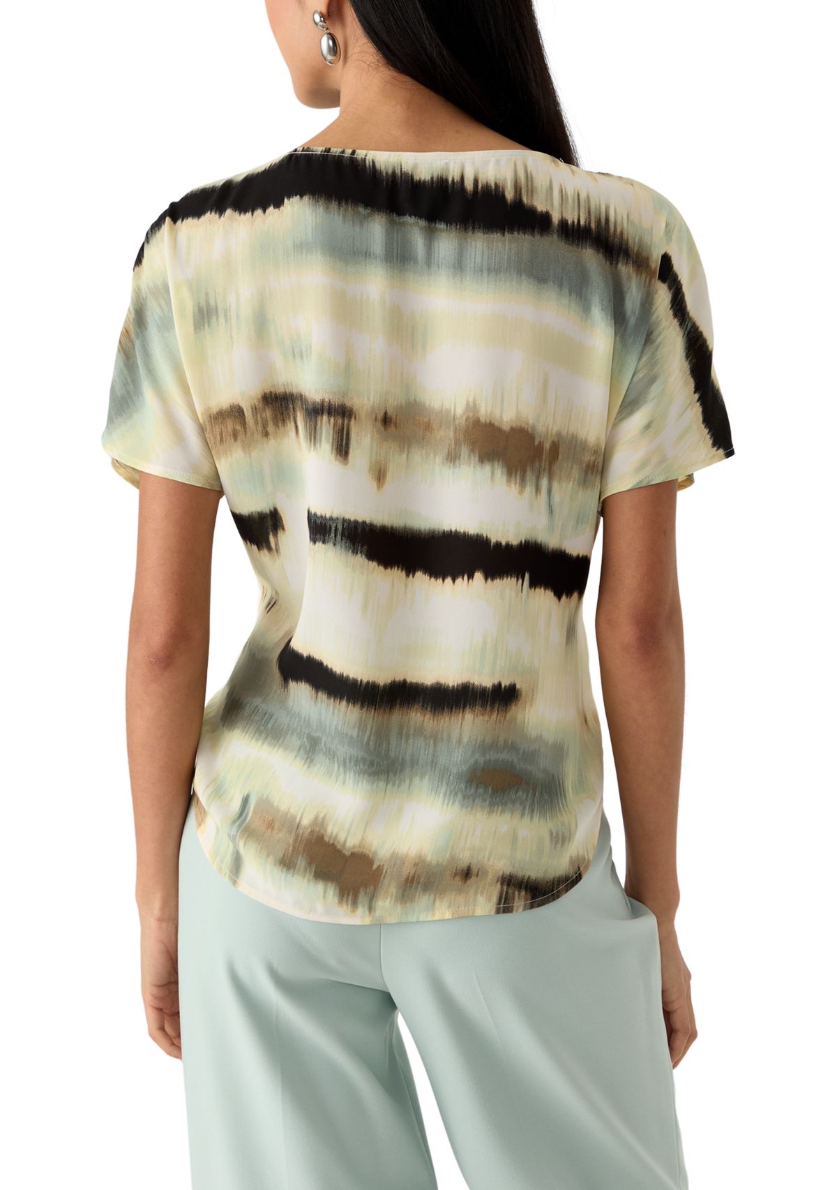 Petite Boat Neck Printed Blouse