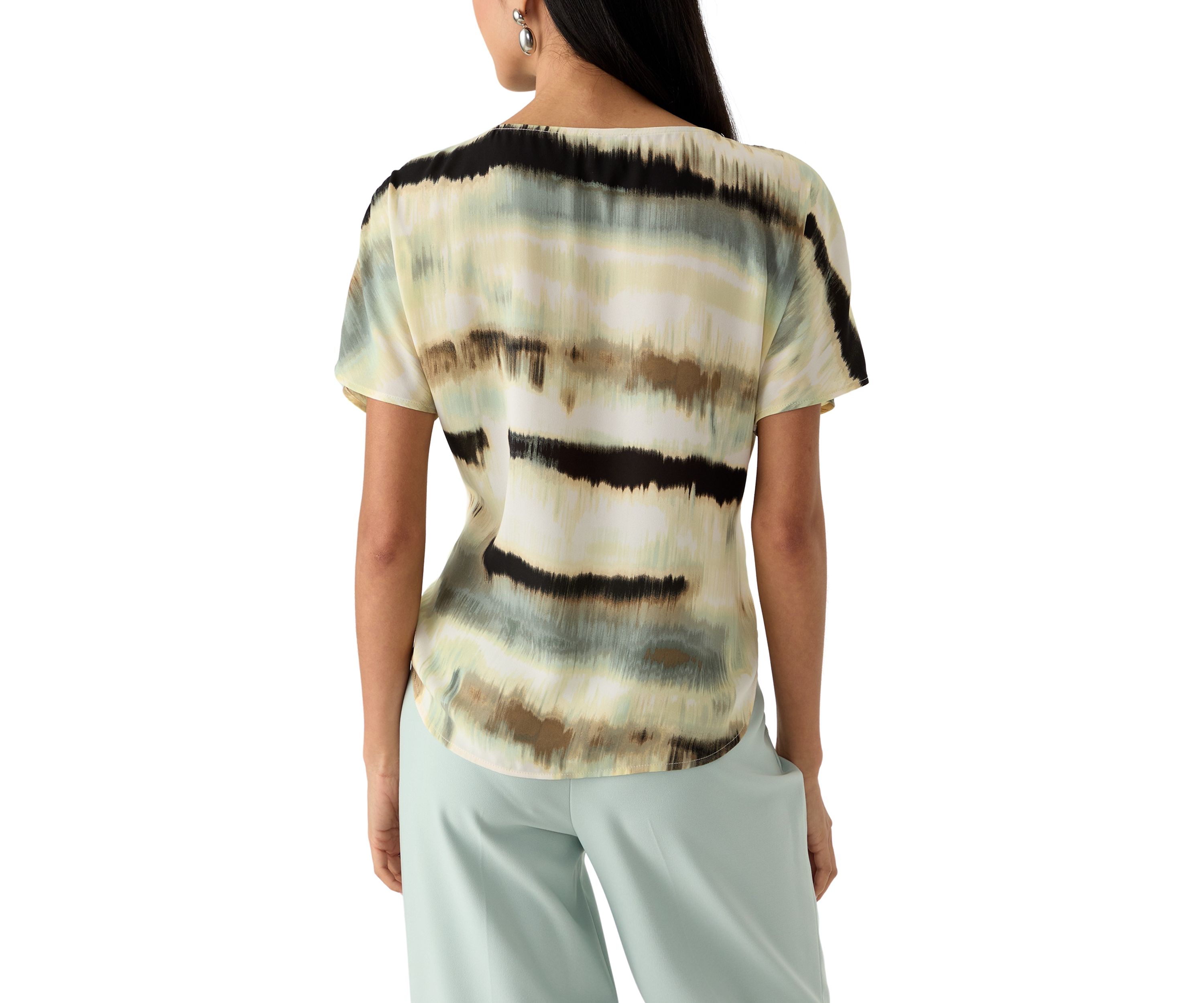 Petite Boat Neck Printed Blouse