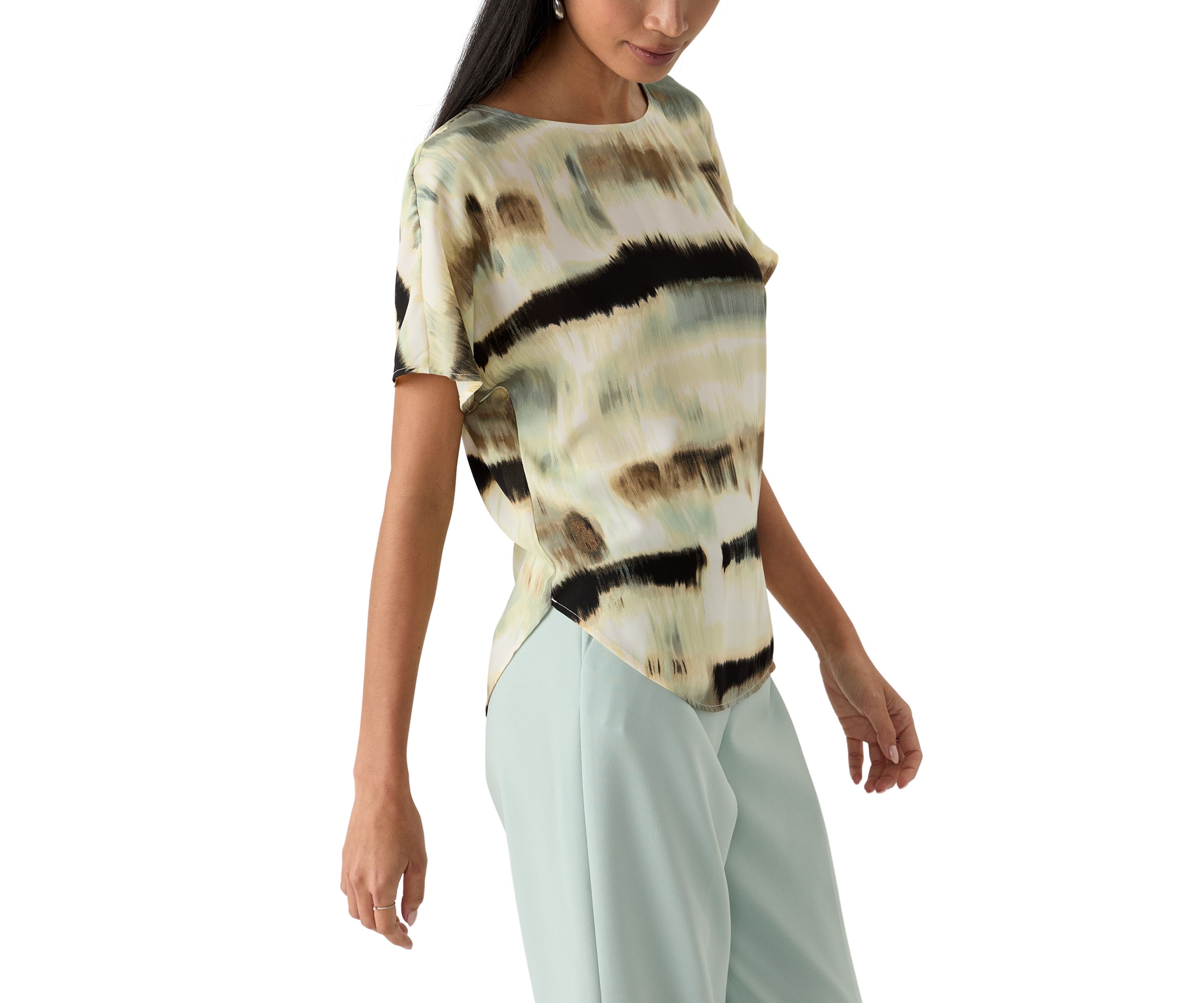 Petite Boat Neck Printed Blouse