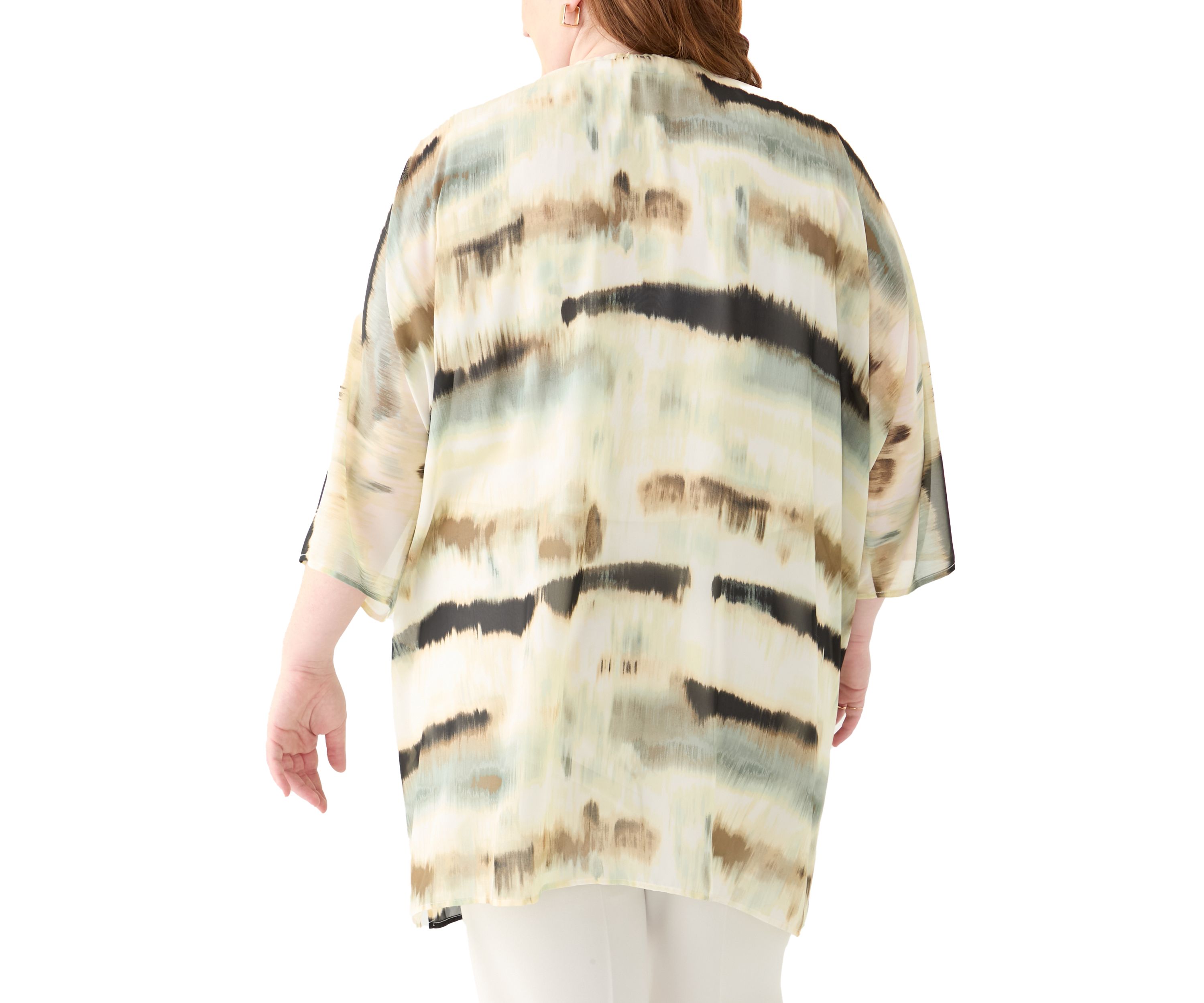 Plus Size Printed Oversized Sheer Cardigan