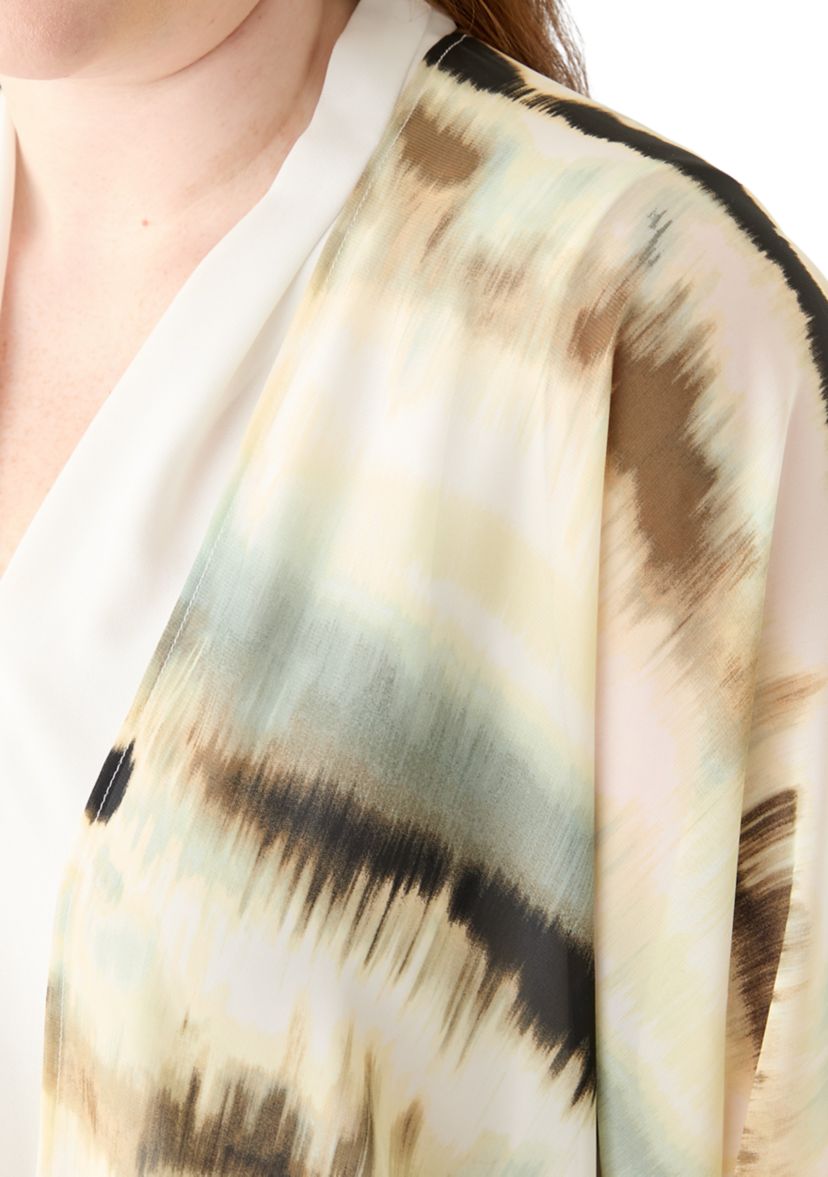 Plus Size Printed Oversized Sheer Cardigan