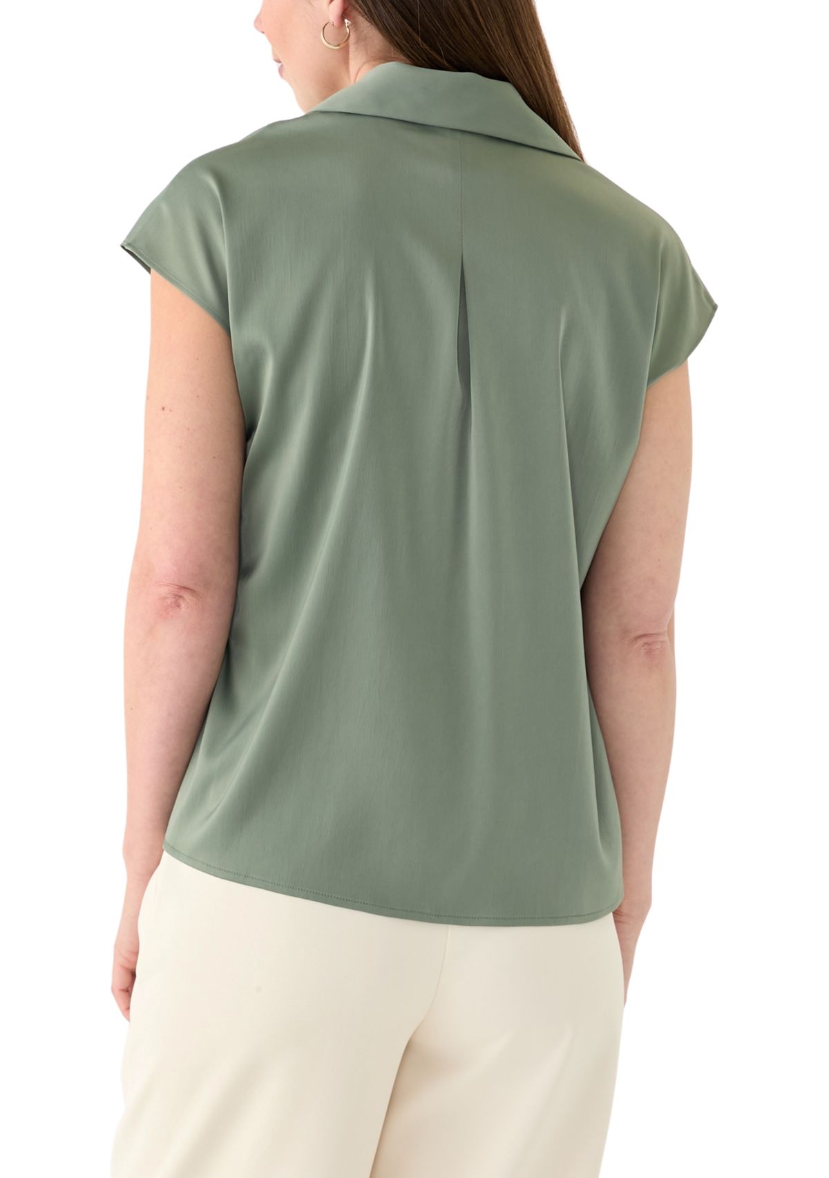 Womens Short Sleeve V-Neck Blouse