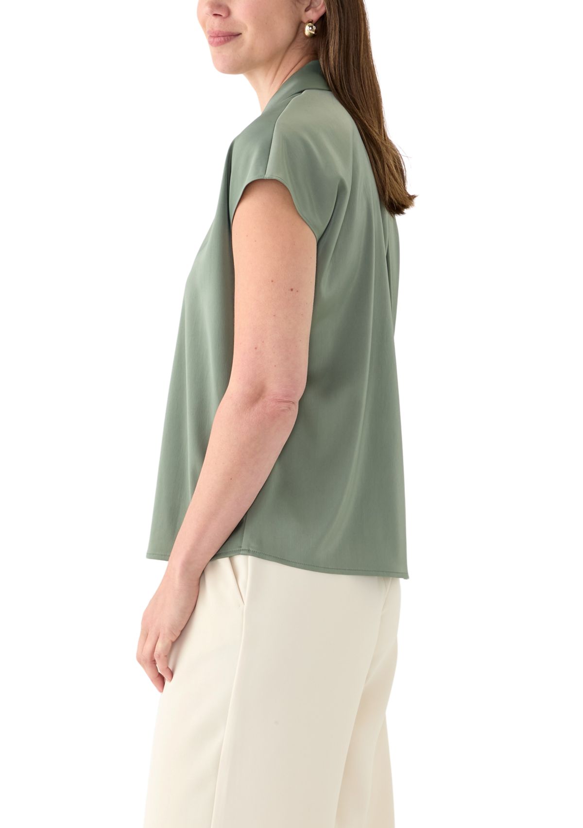 Womens Short Sleeve V-Neck Blouse